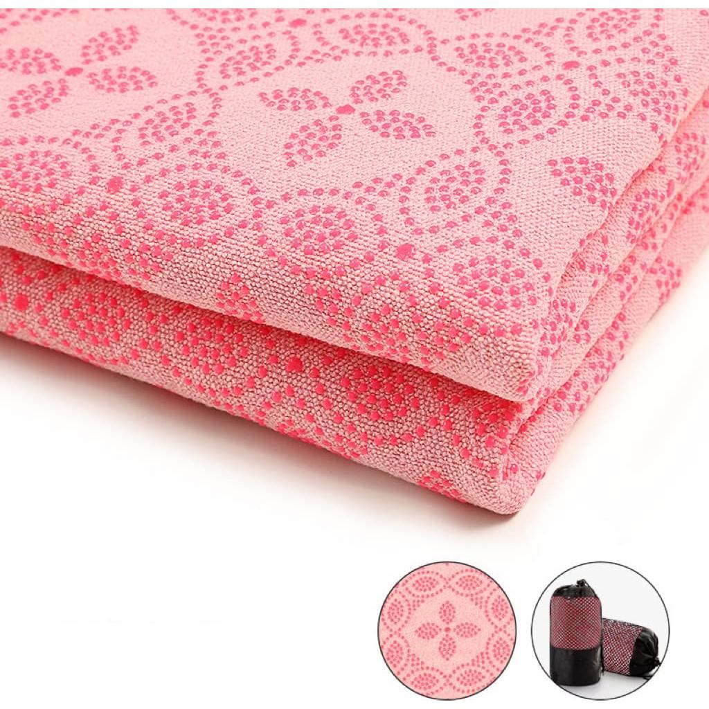 Toalla de Yoga POKIVIR Antideslizante 61x183 cm Rosa 2