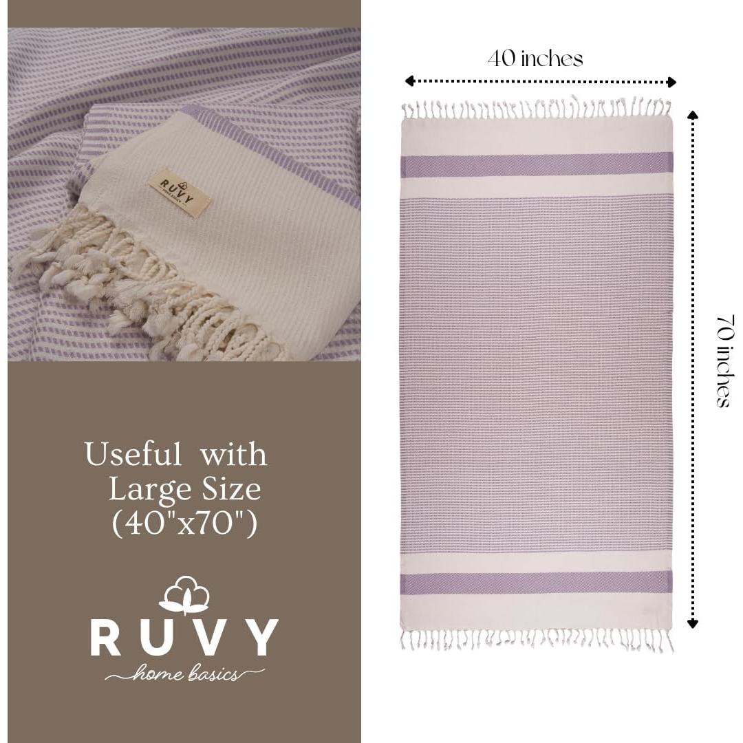 Ruvy Toallas de Playa Turcas 2 Pack 100% Algodón Secado Rápido