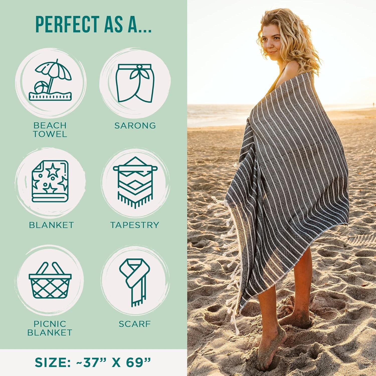 Toalla de Playa Sand Cloud 100% Algodón Orgánico Negra 94x175cm