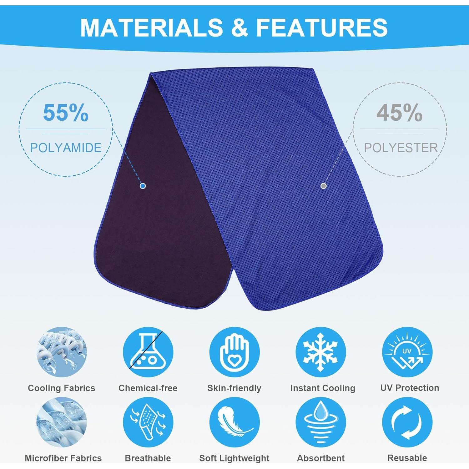 8 Toallas Refrigerantes Genéricas 101.6x30.5 cm Microfibra