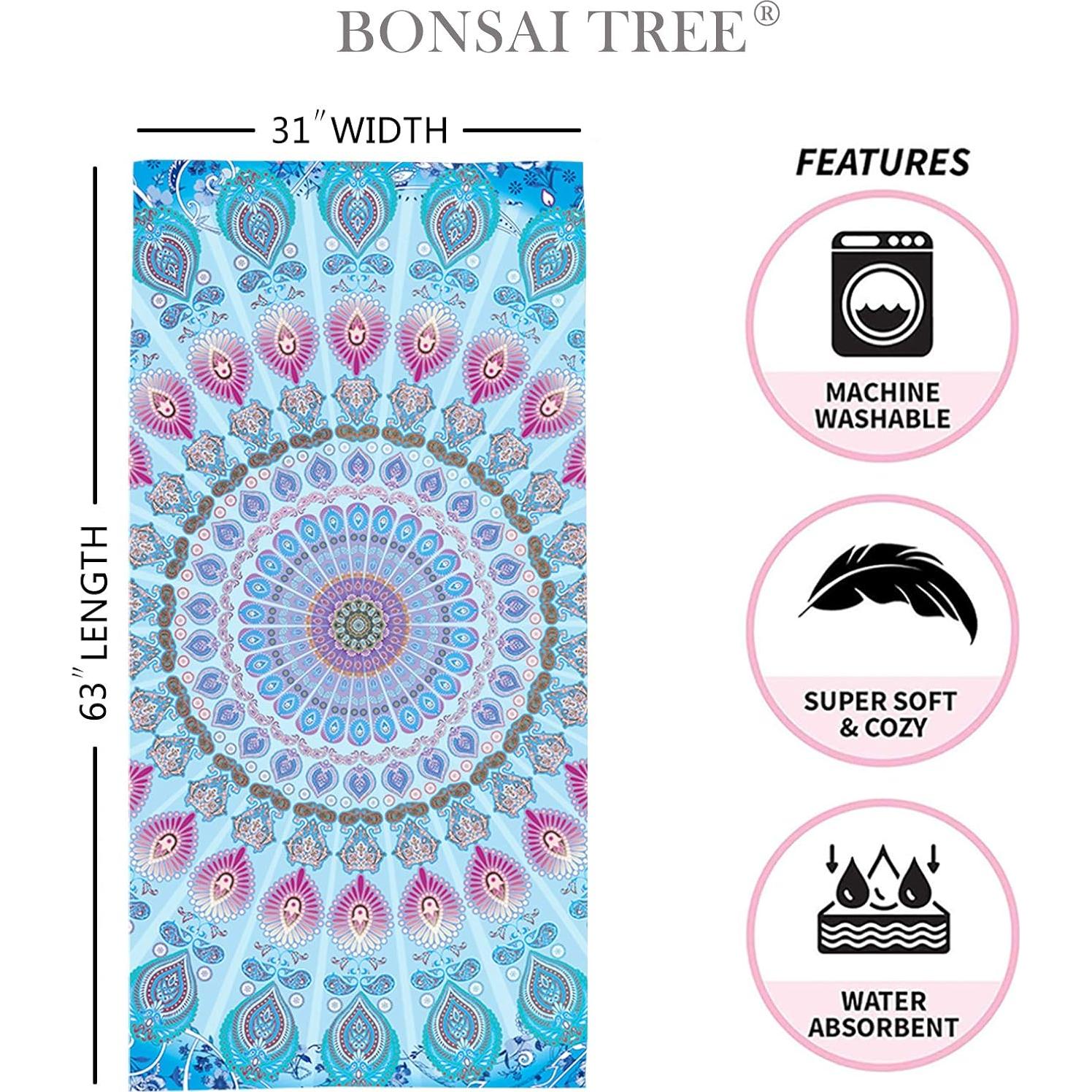Toalla de Playa Microfibra Bonsai Mandala 76x152 cm Secado Rápido