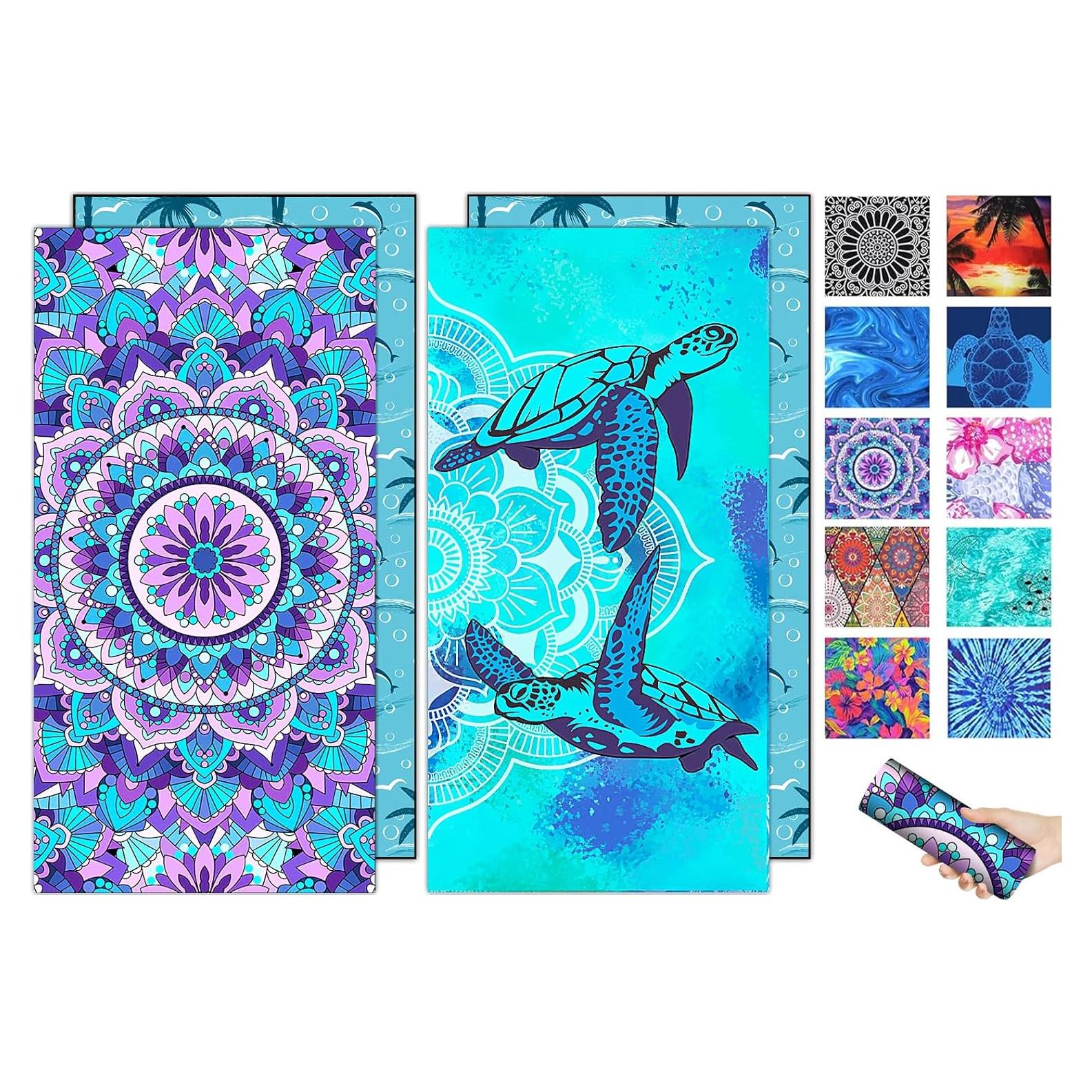 Toallas de Playa Microfibra Margelife 2 Unidades Tortuga Púrpura