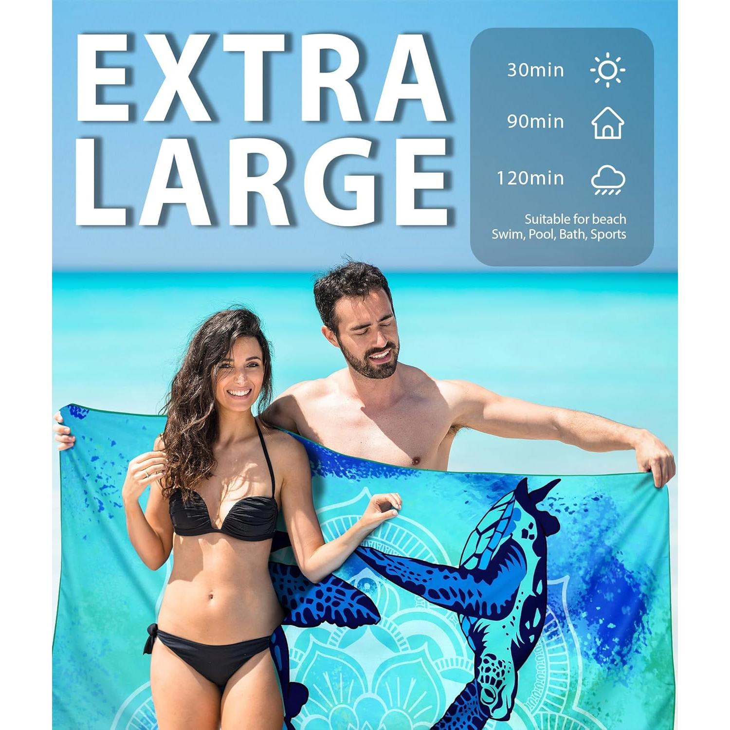 Toallas de Playa Microfibra Margelife 2 Unidades Tortuga Púrpura