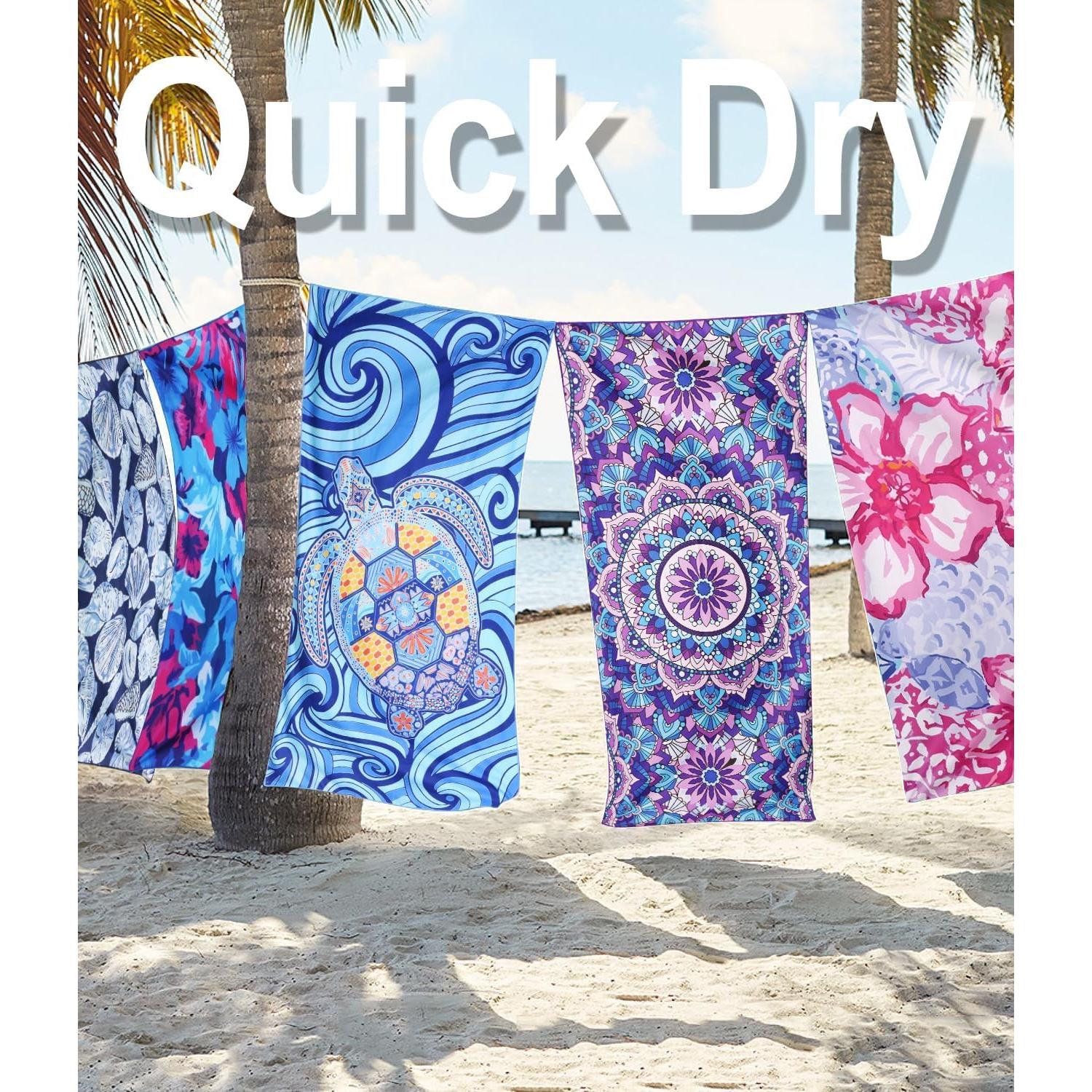 Toallas de Playa Microfibra Margelife 2 Unidades Tortuga Púrpura