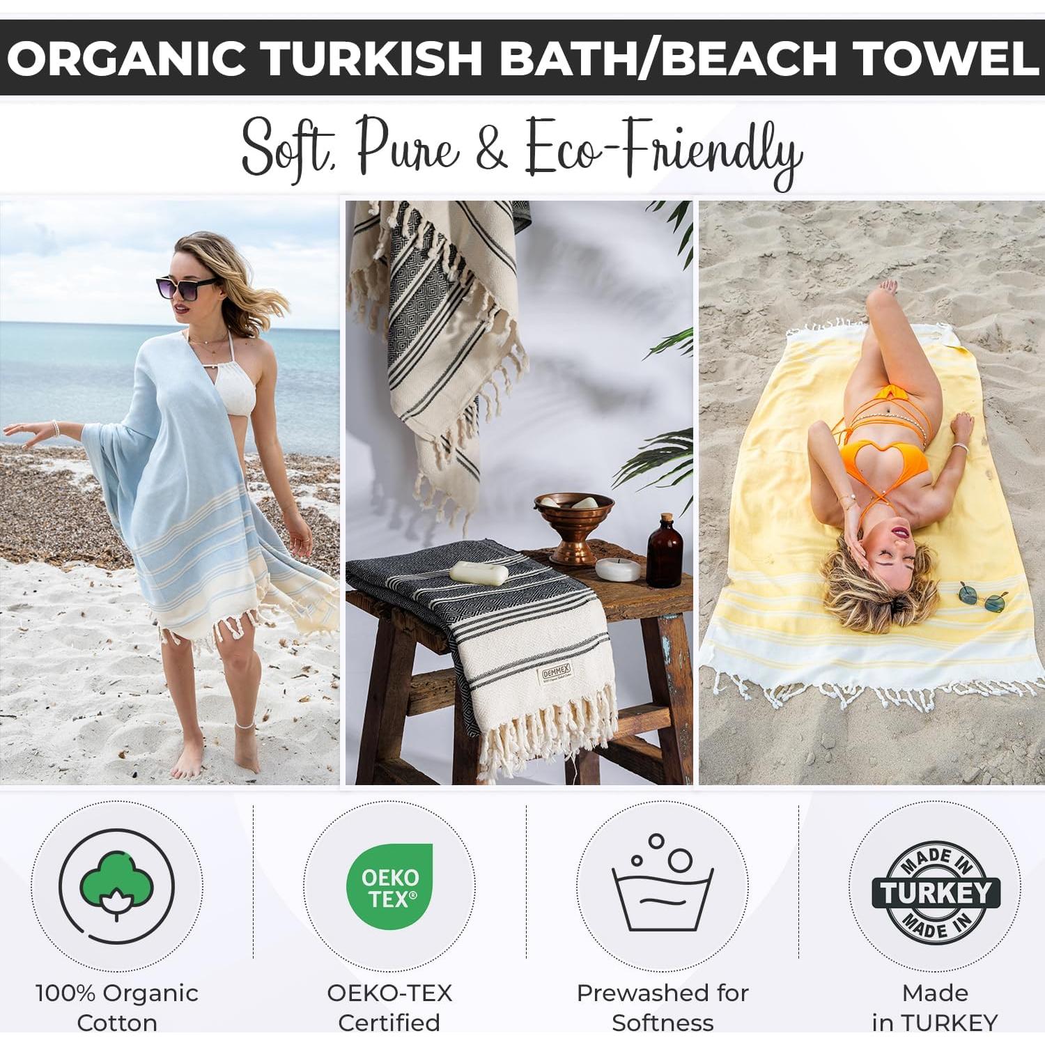 Toalla de Baño Grande DEMMEX de Algodón Turco Orgánico 180x91 cm