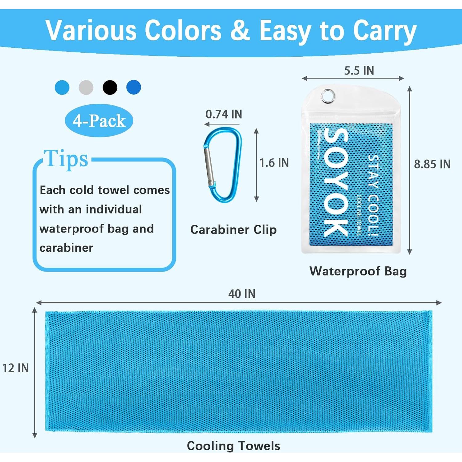 4 Toallas Enfriadoras Microfibra SOYOK 101.6x30.5cm para Gimnasio