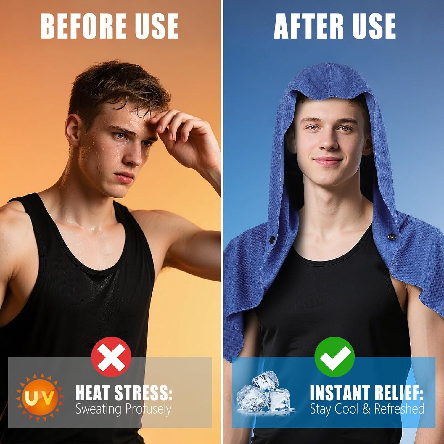 Toalla Refrigerante AOPREL con Capucha y Protección UV 67x31cm