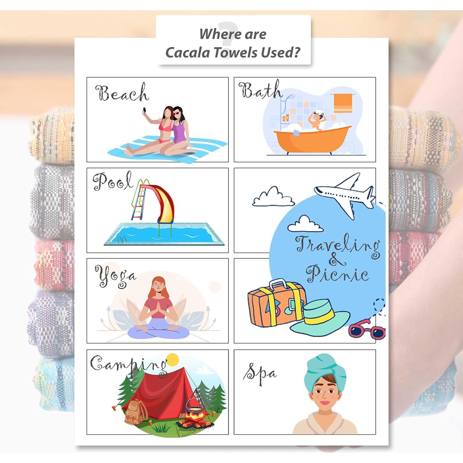 Toalla de Playa Cacala 100% Algodón 94x178cm Secado Rápido