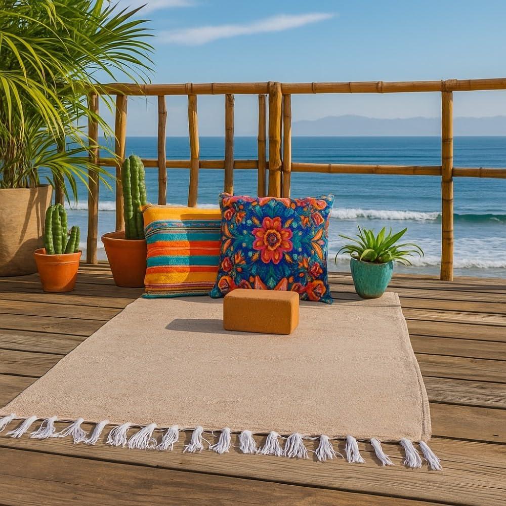 Manta de Yoga Beige Open Road Goods - Tejida a Mano 203x127cm