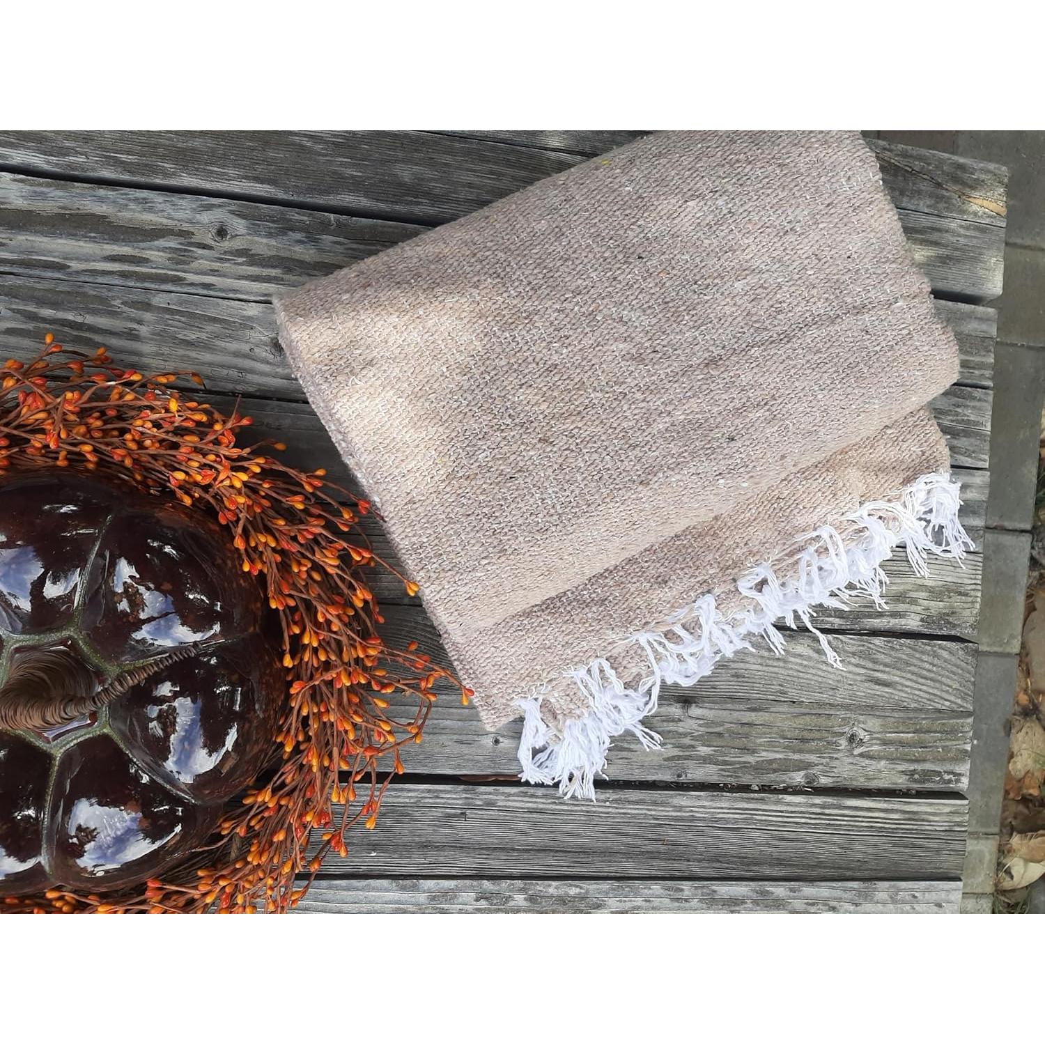 Manta de Yoga Beige Open Road Goods - Tejida a Mano 203x127cm