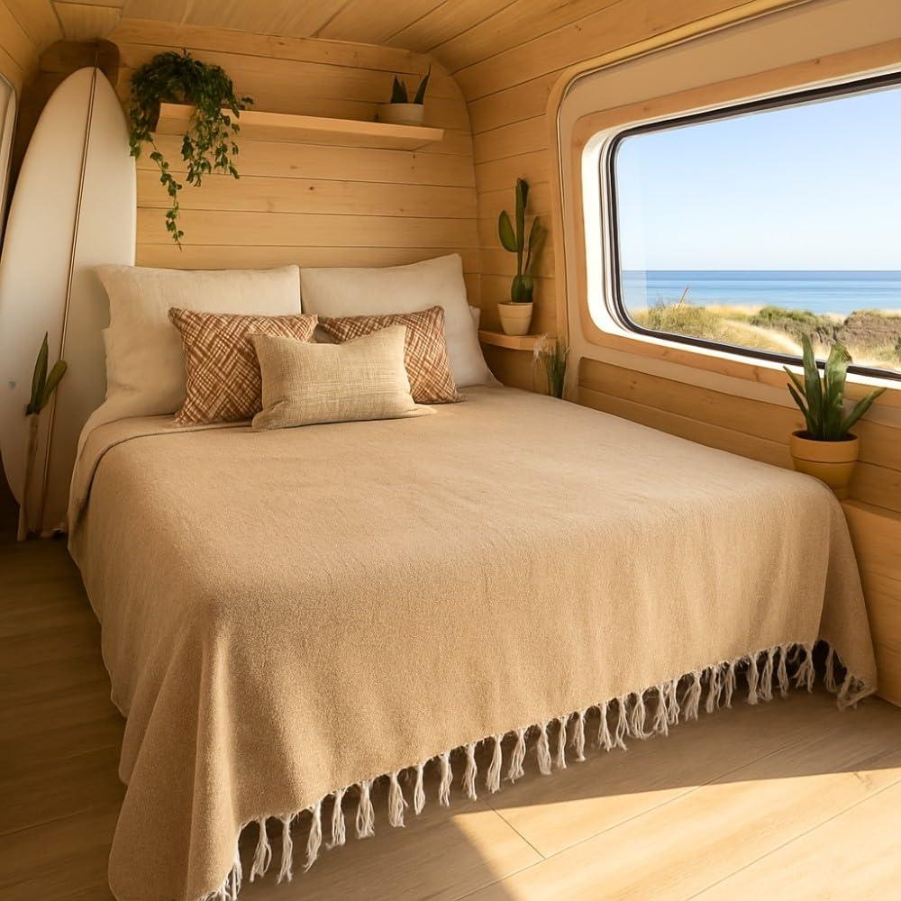 Manta de Yoga Beige Open Road Goods - Tejida a Mano 203x127cm