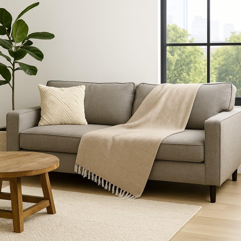 Manta de Yoga Beige Open Road Goods - Tejida a Mano 203x127cm