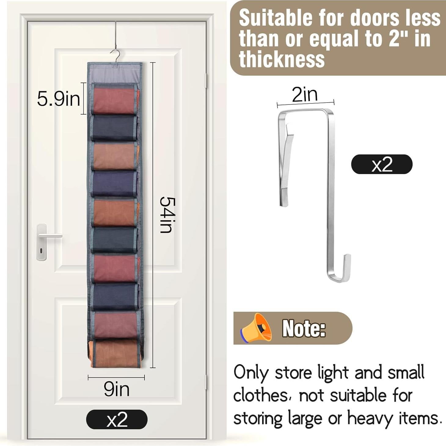 Aulock Organizador Colgante para Ropa 2 Piezas Gris 40 Compartimentos