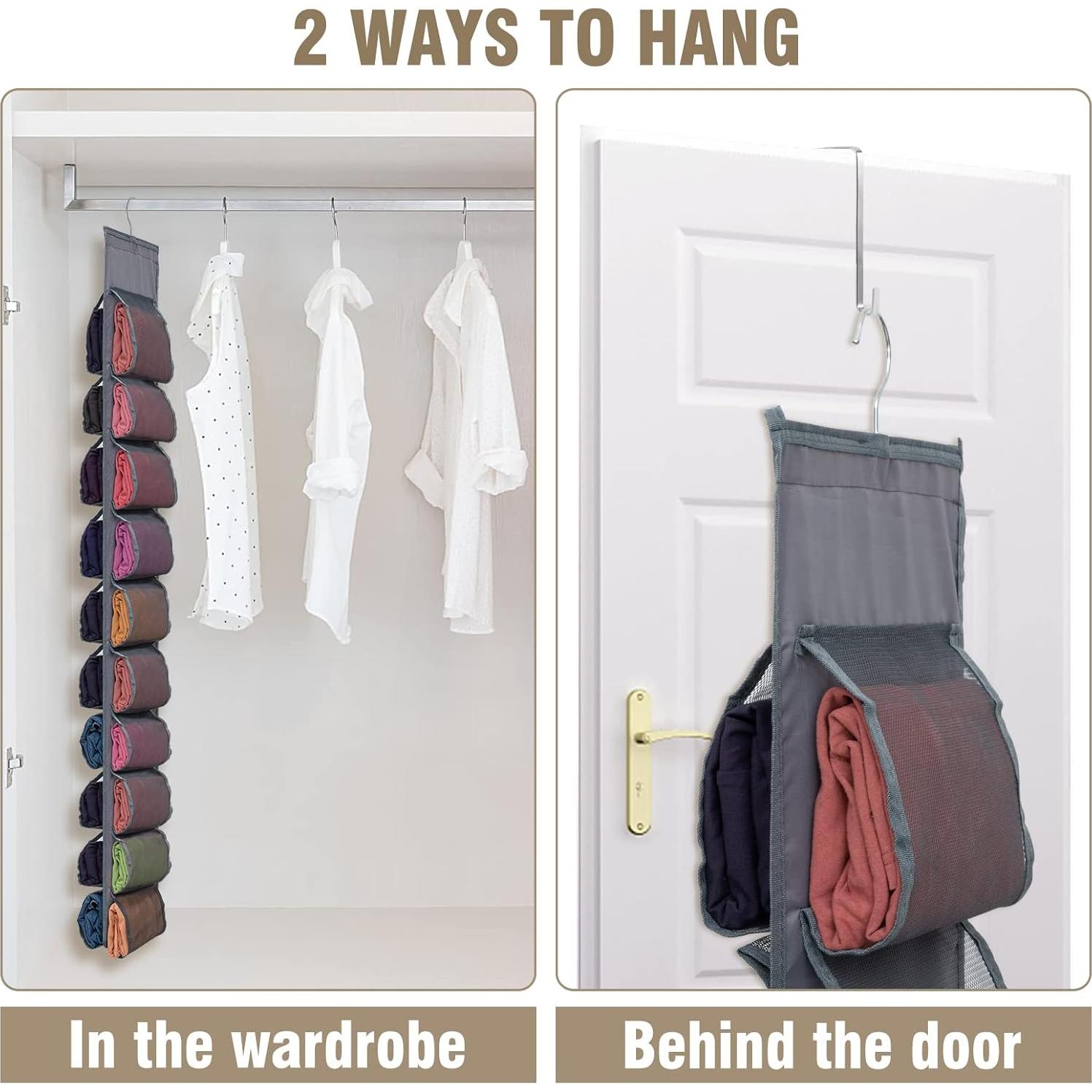 Aulock Organizador Colgante para Ropa 2 Piezas Gris 40 Compartimentos