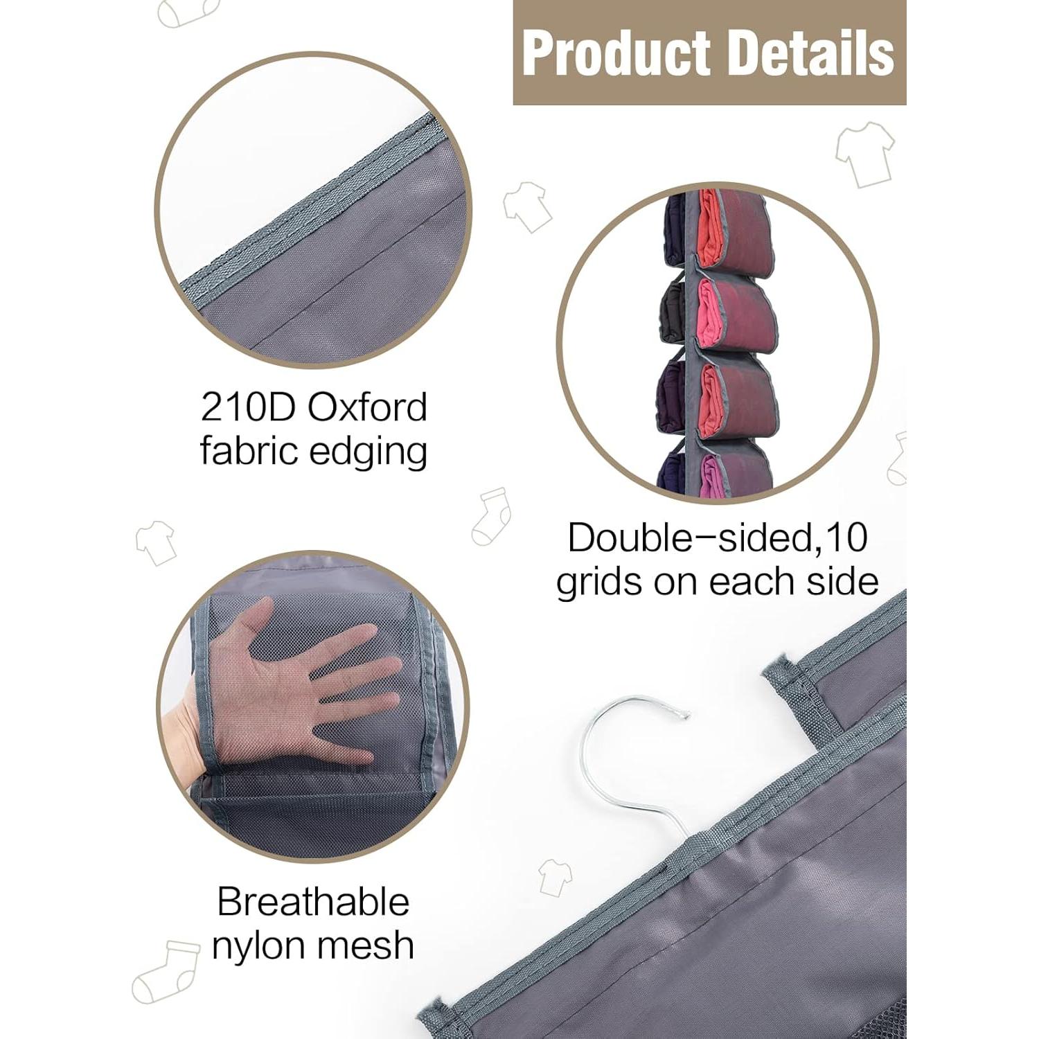 Aulock Organizador Colgante para Ropa 2 Piezas Gris 40 Compartimentos