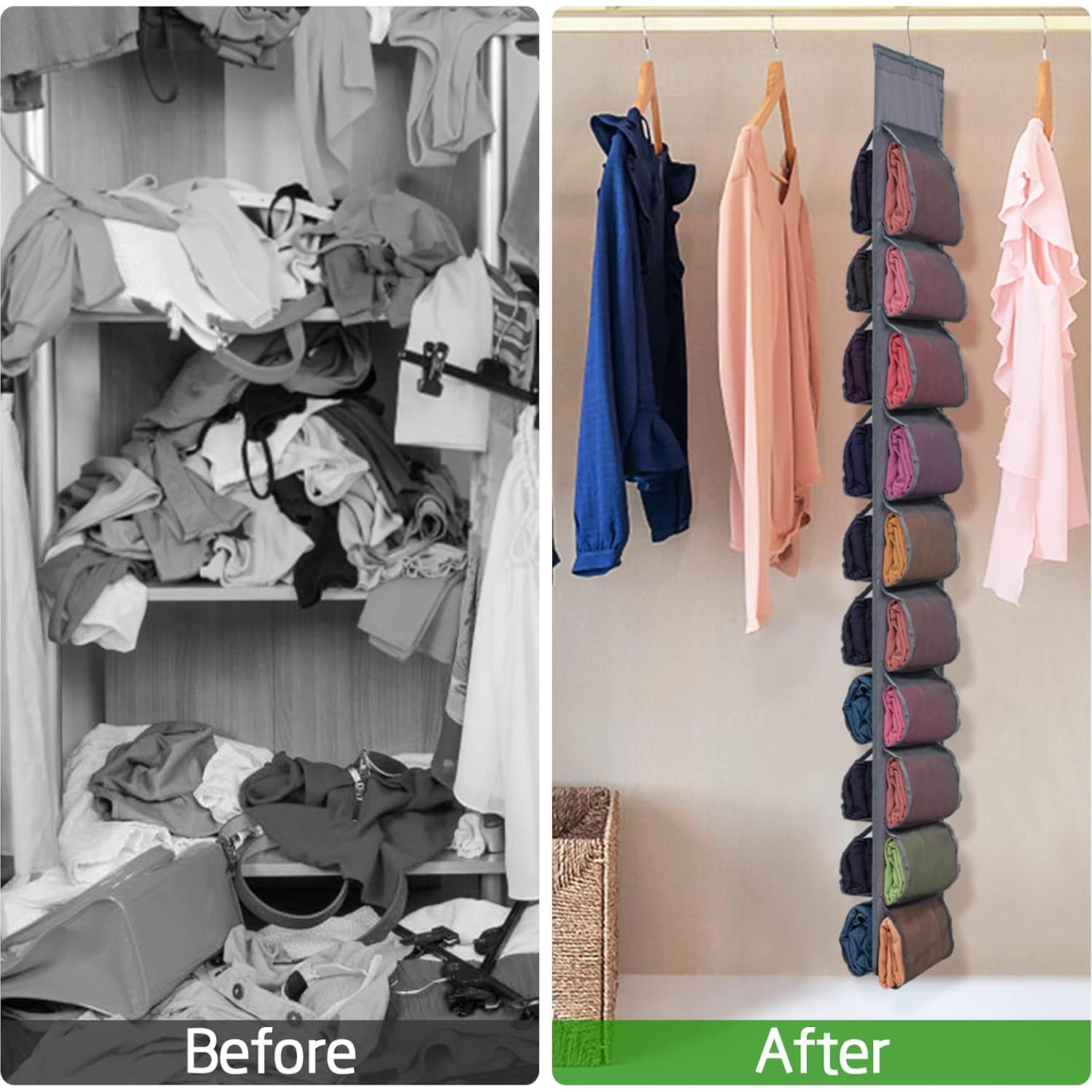 Aulock Organizador Colgante para Ropa 2 Piezas Gris 40 Compartimentos