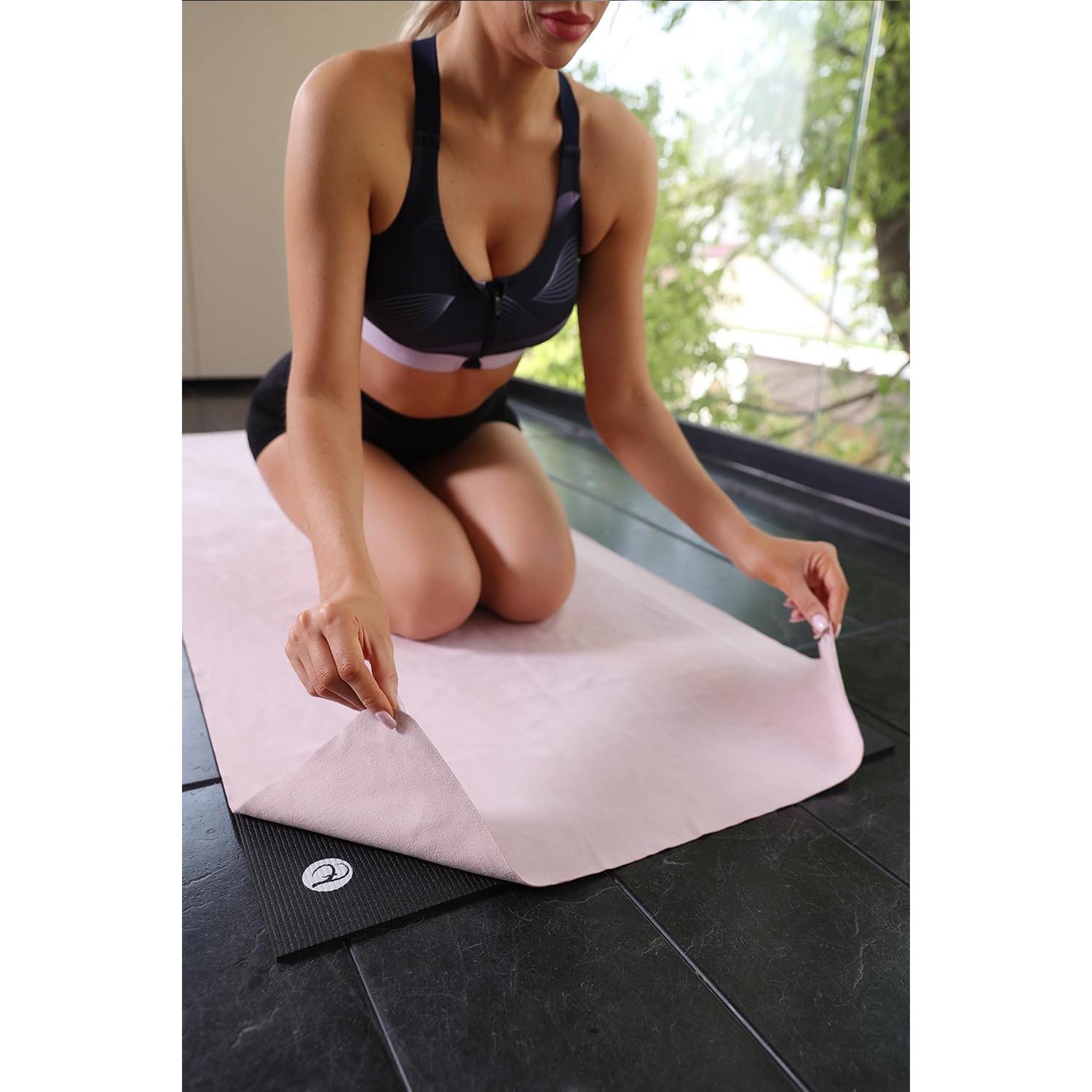 Toalla de Yoga Eunzel Microfibra Suede Rosa 183x67cm Antideslizante