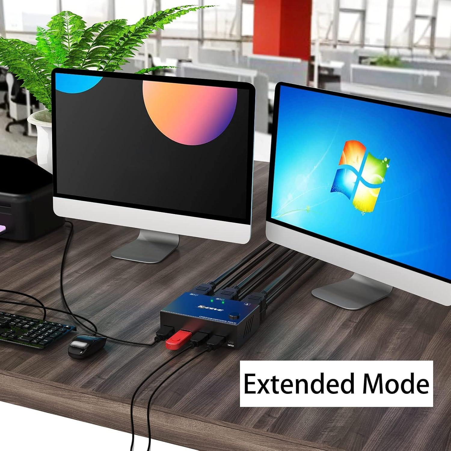 Conmutador KVM Doble Monitor HDMI 4K MLEEDA 2 Puertos USB