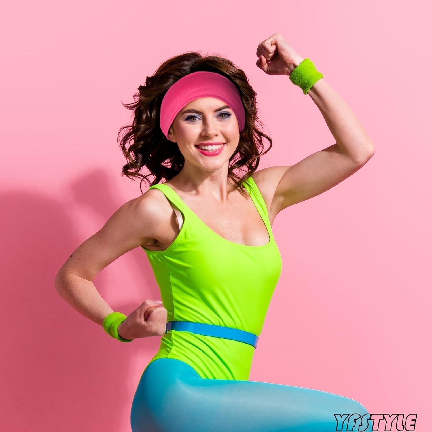 Diadema Neón Rosa Brillante Retro para Fiesta y Fitness