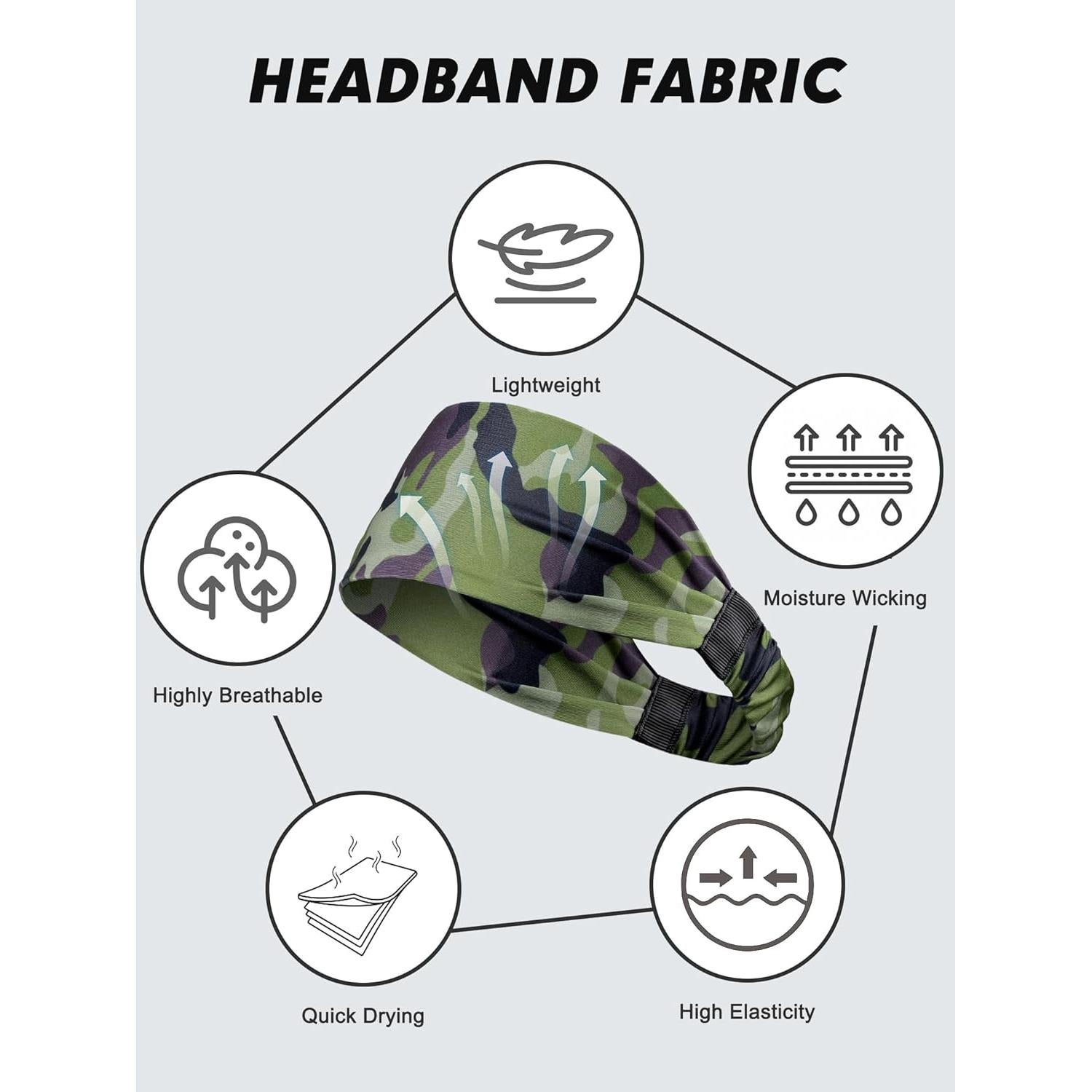 Cintas para la cabeza deportivas Awumbuk ZFD-5, 5 paquetes, absorbentes