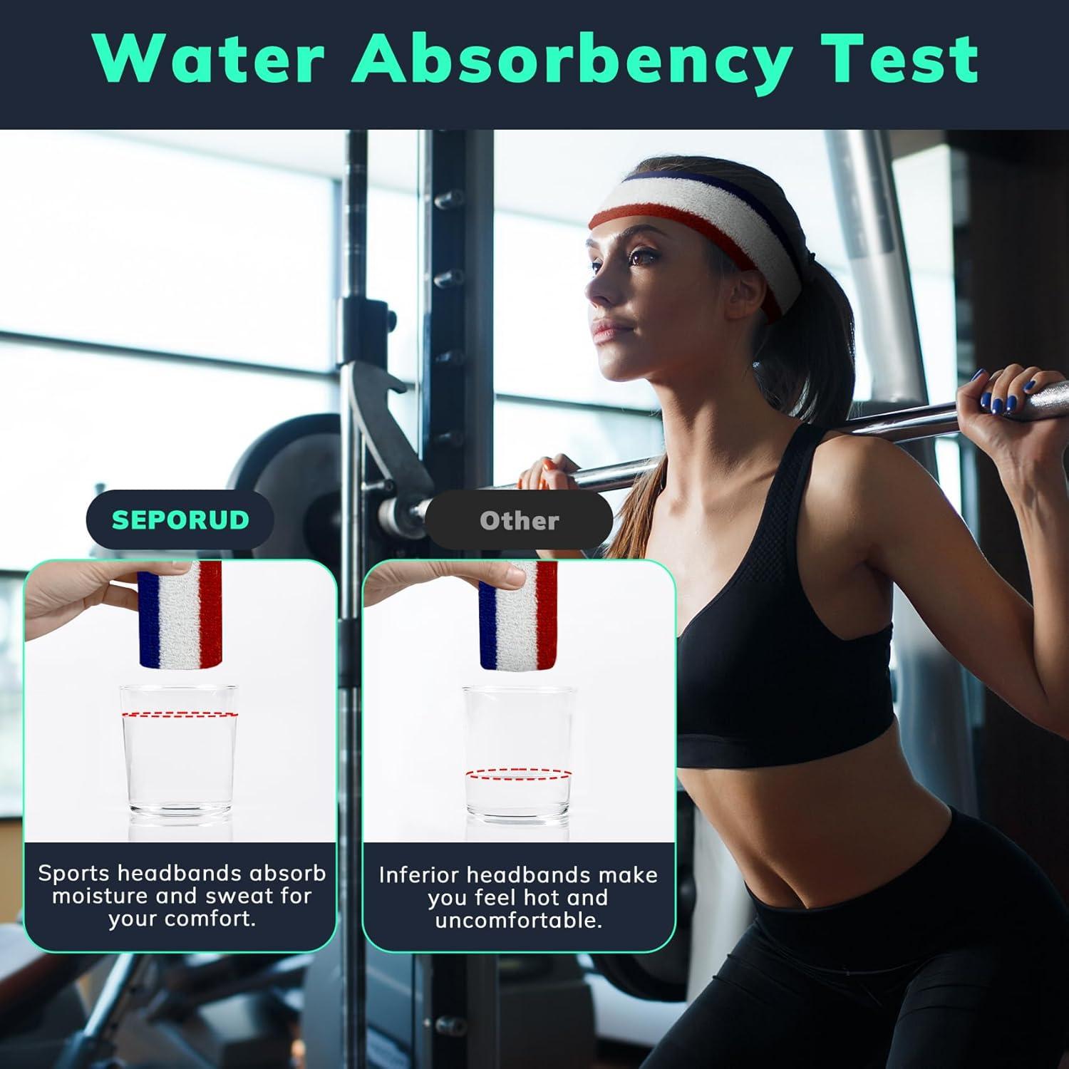 Cinta deportiva para la cabeza SEPORUD - 3 Rayas, Algodón, 19.05 cm