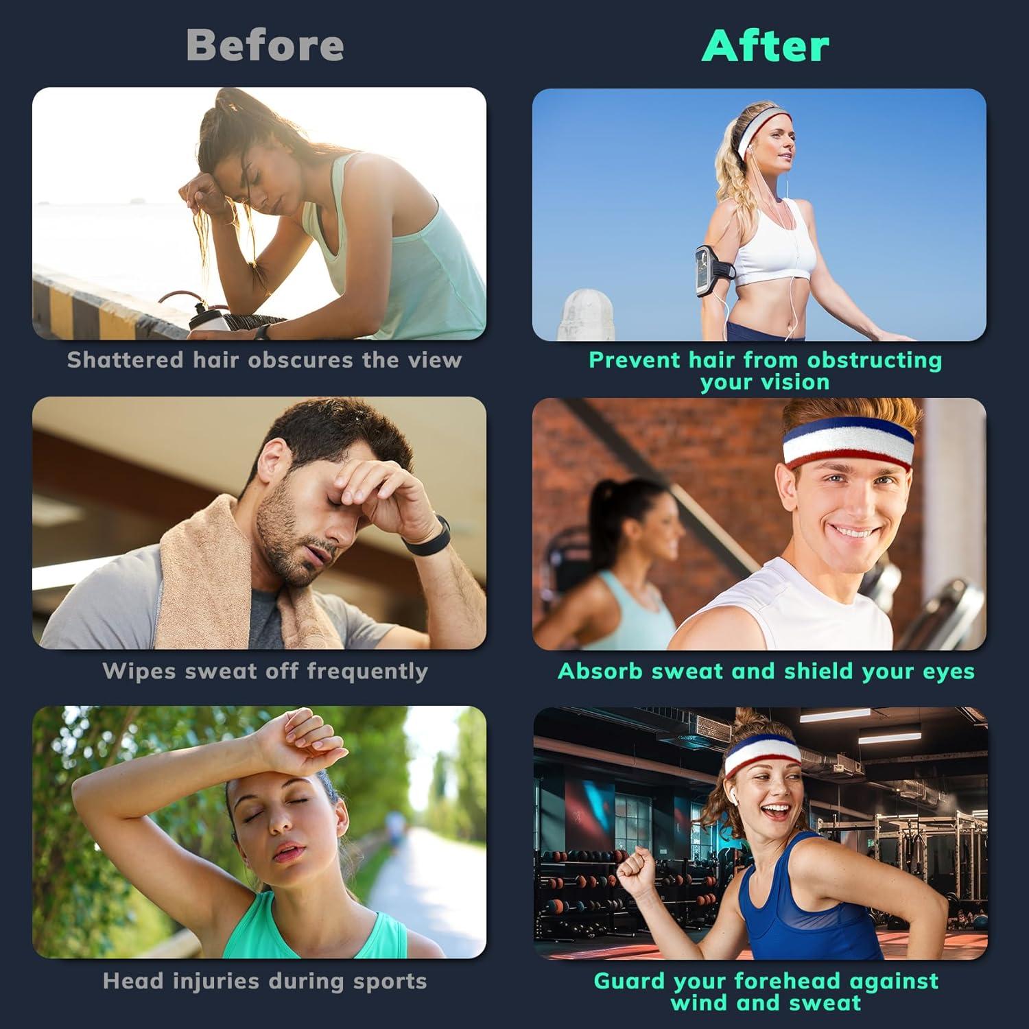 Cinta deportiva para la cabeza SEPORUD - 3 Rayas, Algodón, 19.05 cm