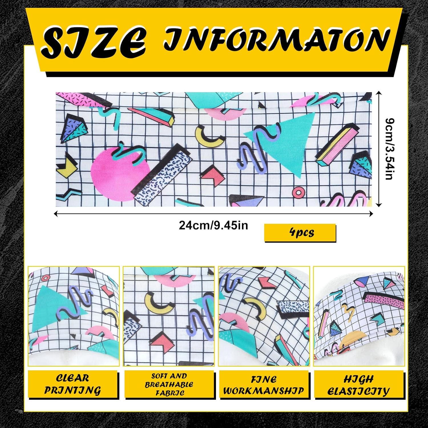 Diademas Retro Neón Mabor 4 Piezas para Mujer - Accesorios Fitness