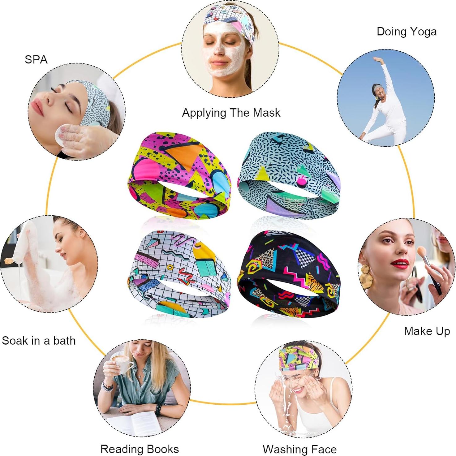 Diademas Retro Neón Mabor 4 Piezas para Mujer - Accesorios Fitness