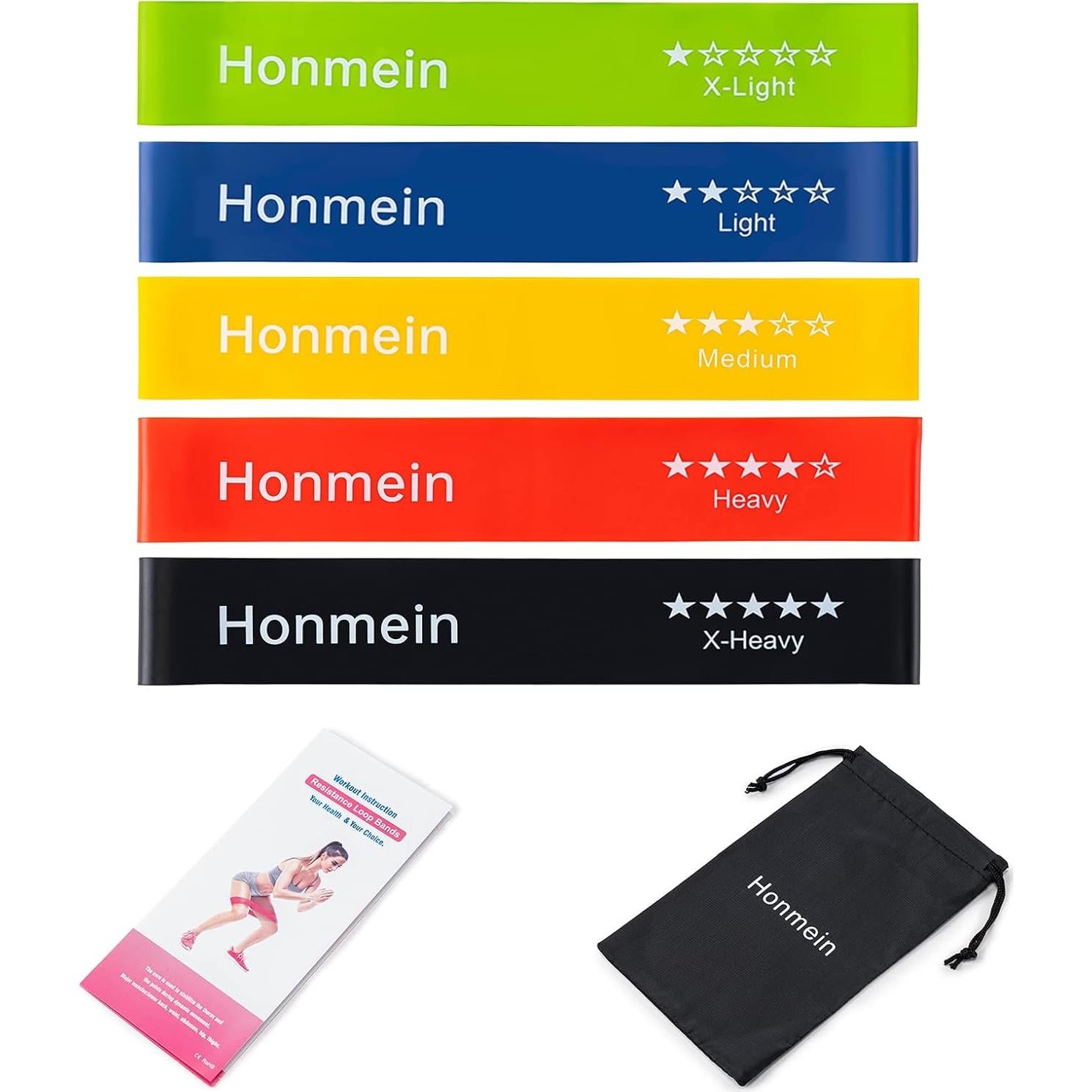 Bandas de Resistencia Honmein 5 Niveles para Fitness en Casa