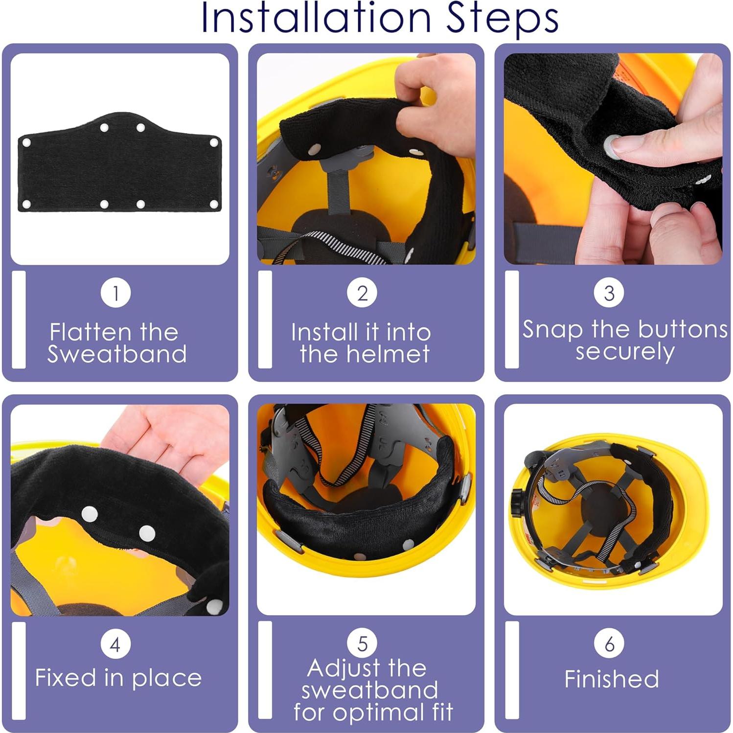 Aneco 12 Bandas de Sudor Reutilizables para Casco de Algodón