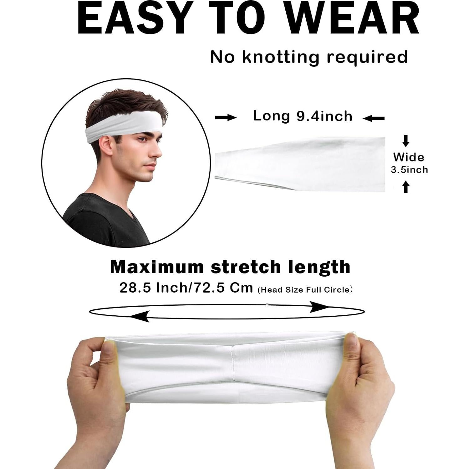 Cintas para la cabeza JHYWELL unisex antideslizantes 9.4 cm