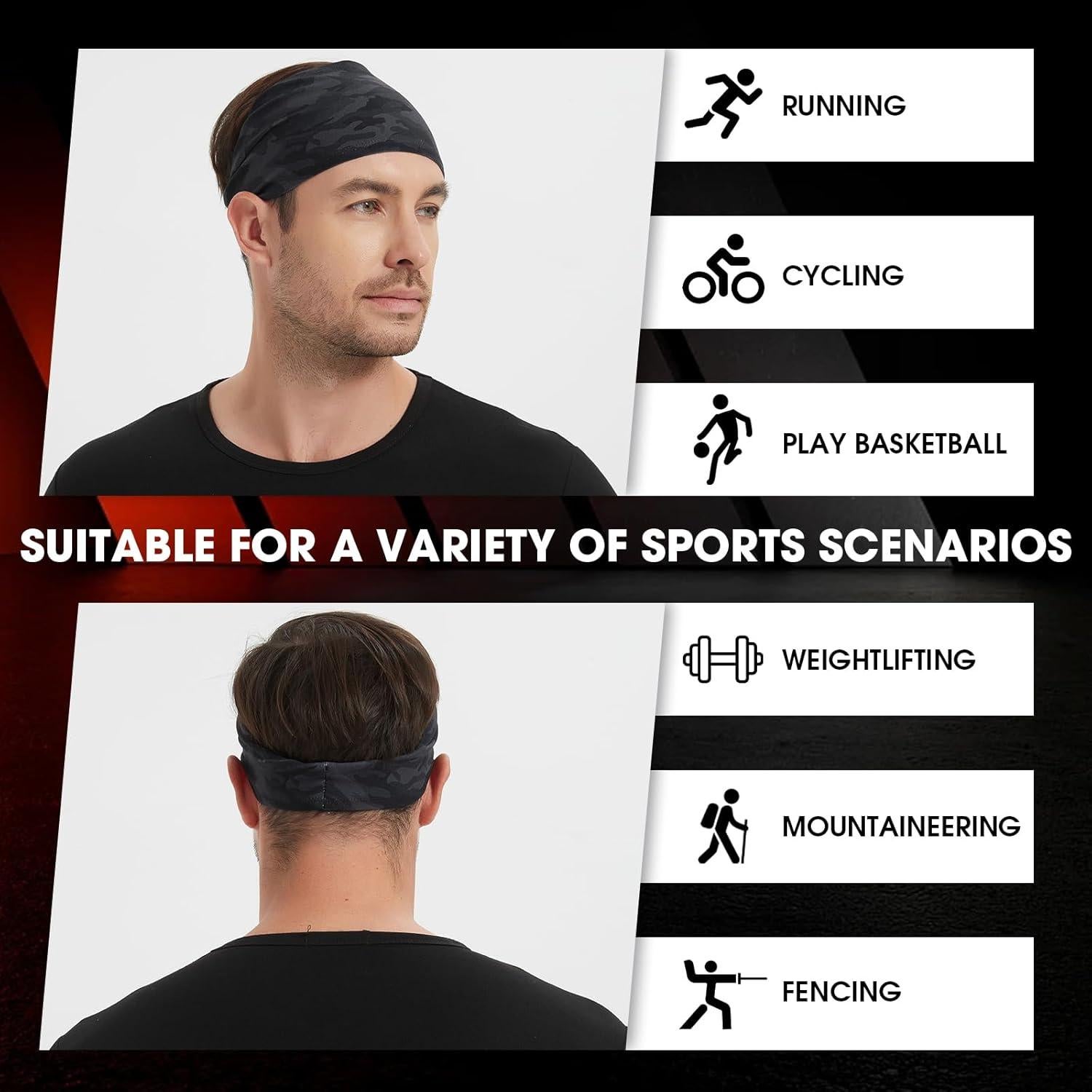 Cintas para la cabeza deportivas MARKEEP 4 paquetes camo