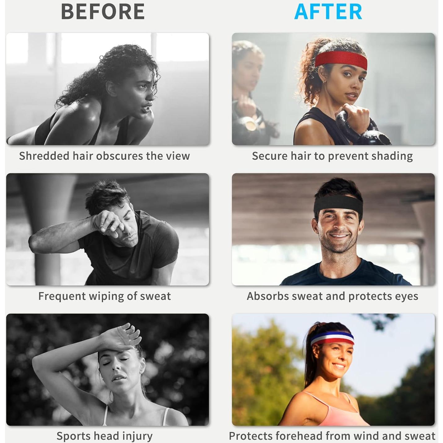 Bandas para la cabeza ChezMax 6PCS absorbentes para hombres