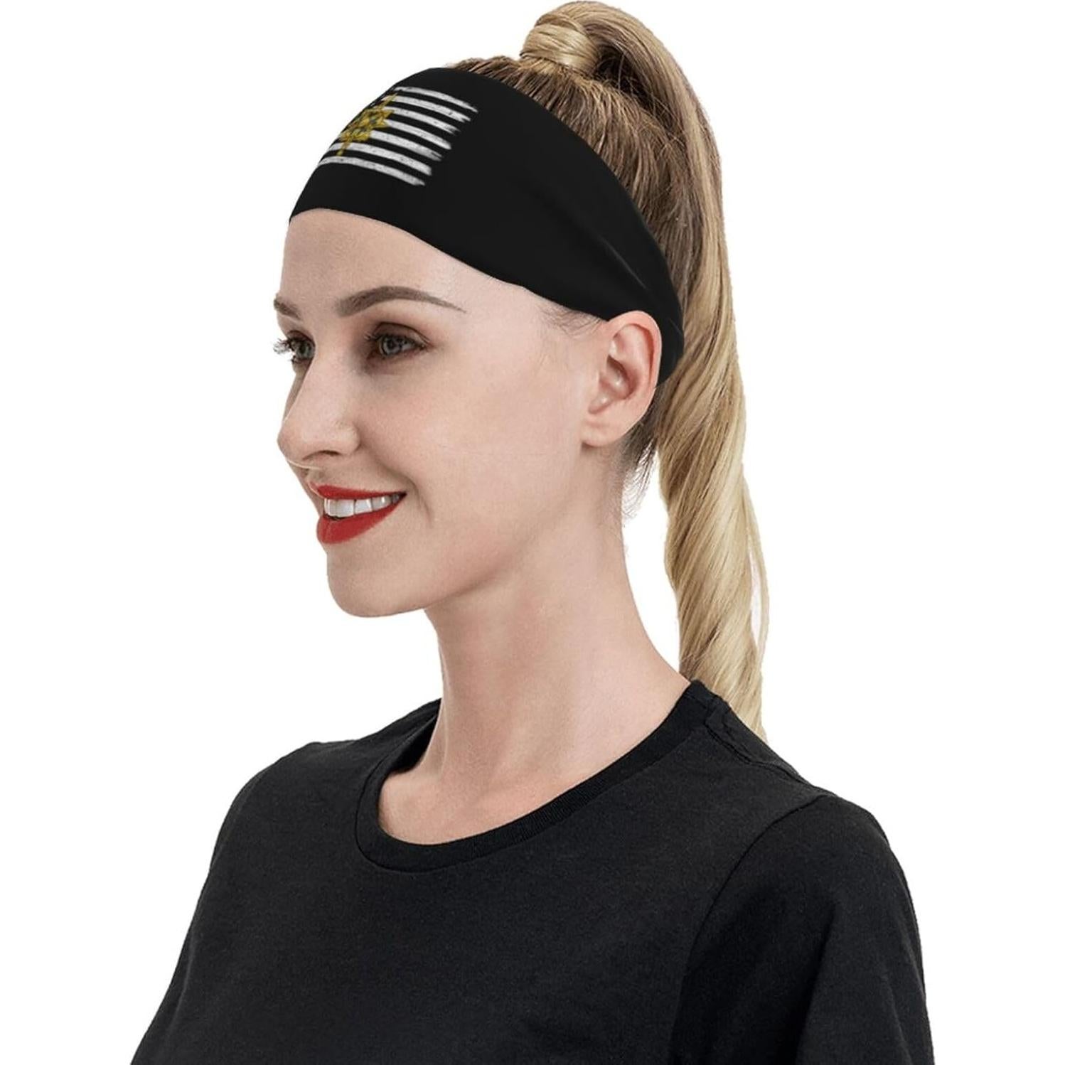 Diadema Deportiva Unisex QIZYOQA Absorbente de Sudor Negra