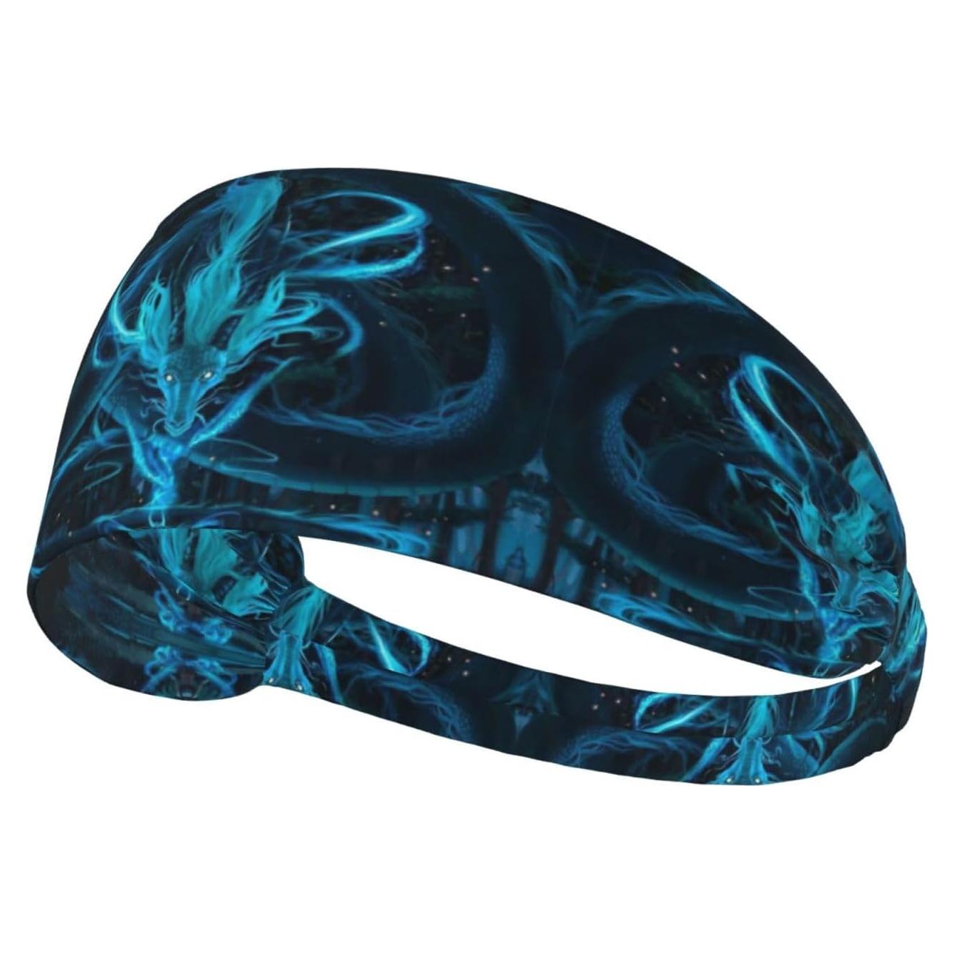 Diadema Antideslizante DSSWTP Dragón Azul para Yoga y Deportes
