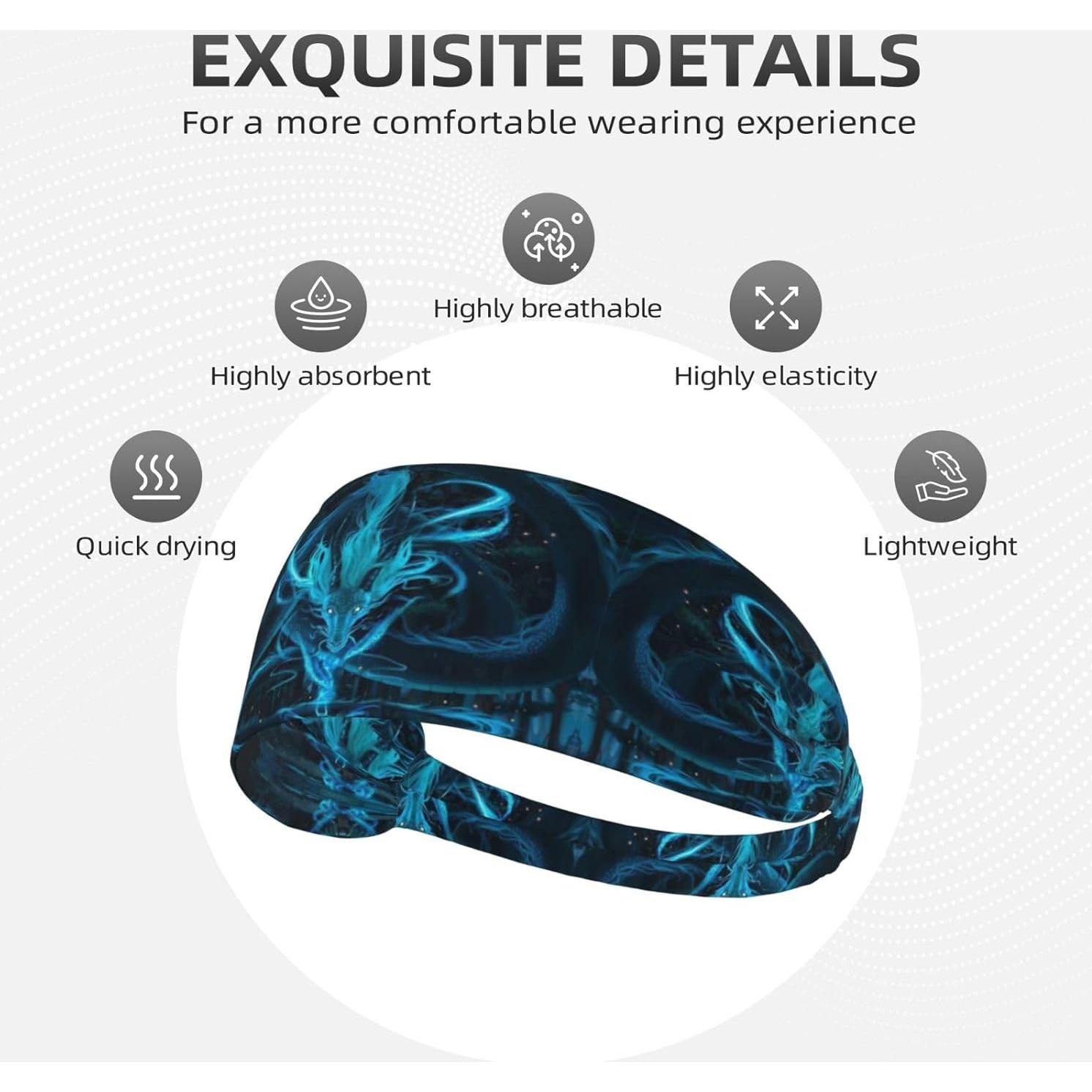 Diadema Antideslizante DSSWTP Dragón Azul para Yoga y Deportes