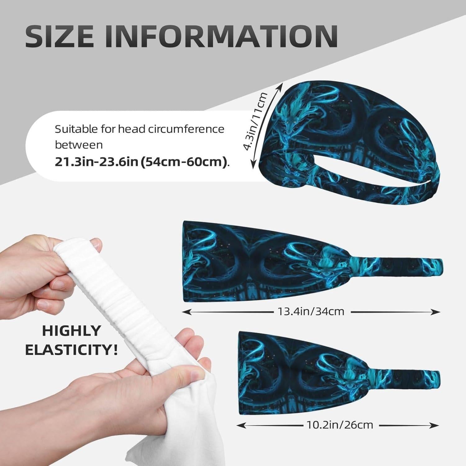 Diadema Antideslizante DSSWTP Dragón Azul para Yoga y Deportes