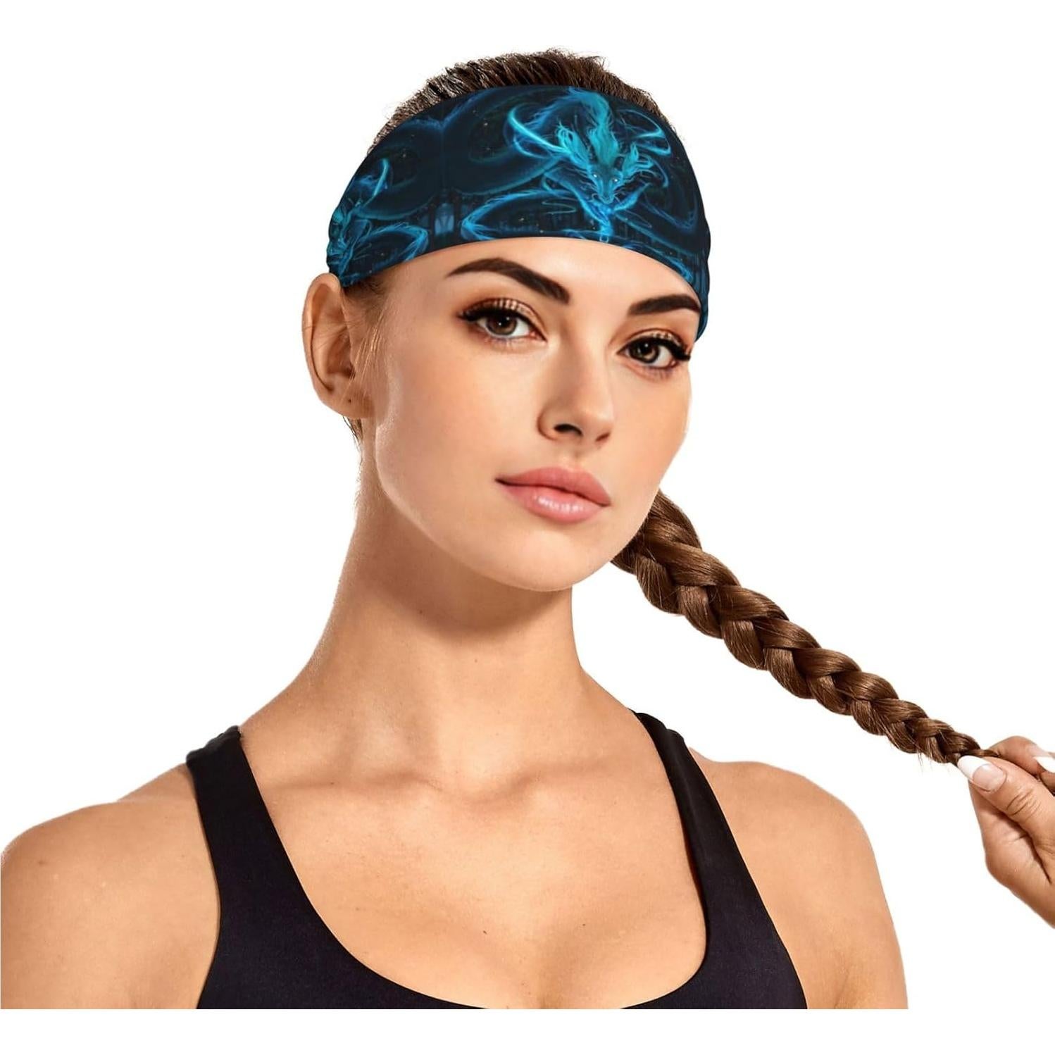 Diadema Antideslizante DSSWTP Dragón Azul para Yoga y Deportes