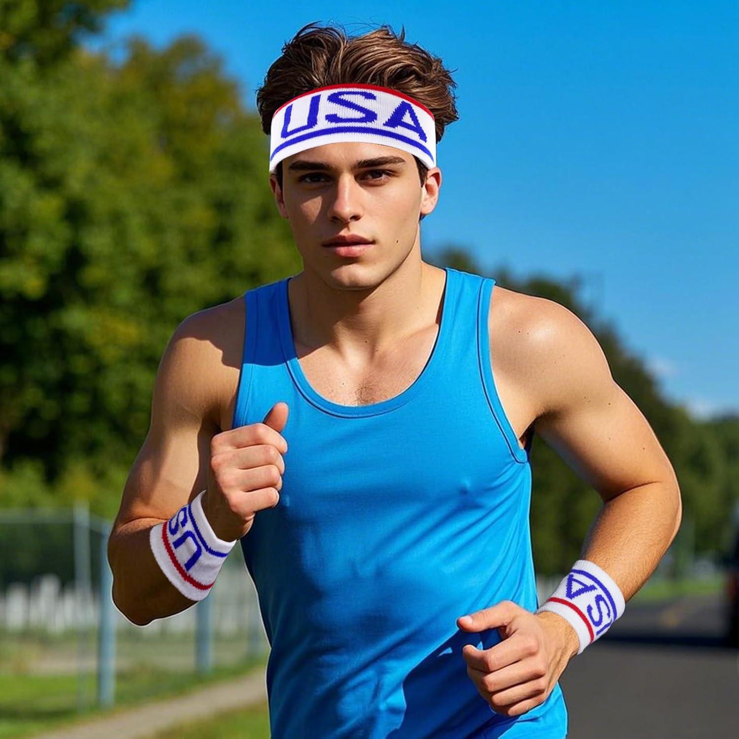 Conjunto Diadema y Muñequera Bandera Americana Unisex