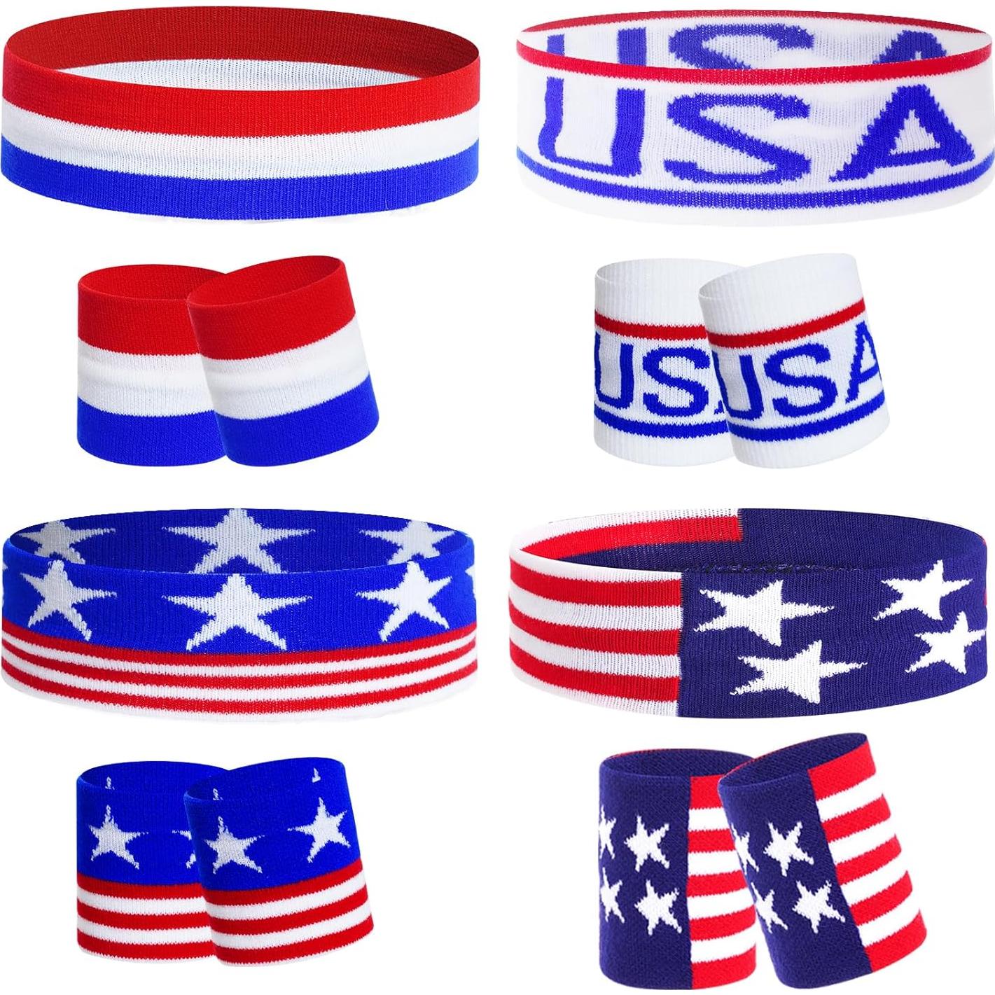 Conjunto Diadema y Muñequera Bandera Americana Unisex