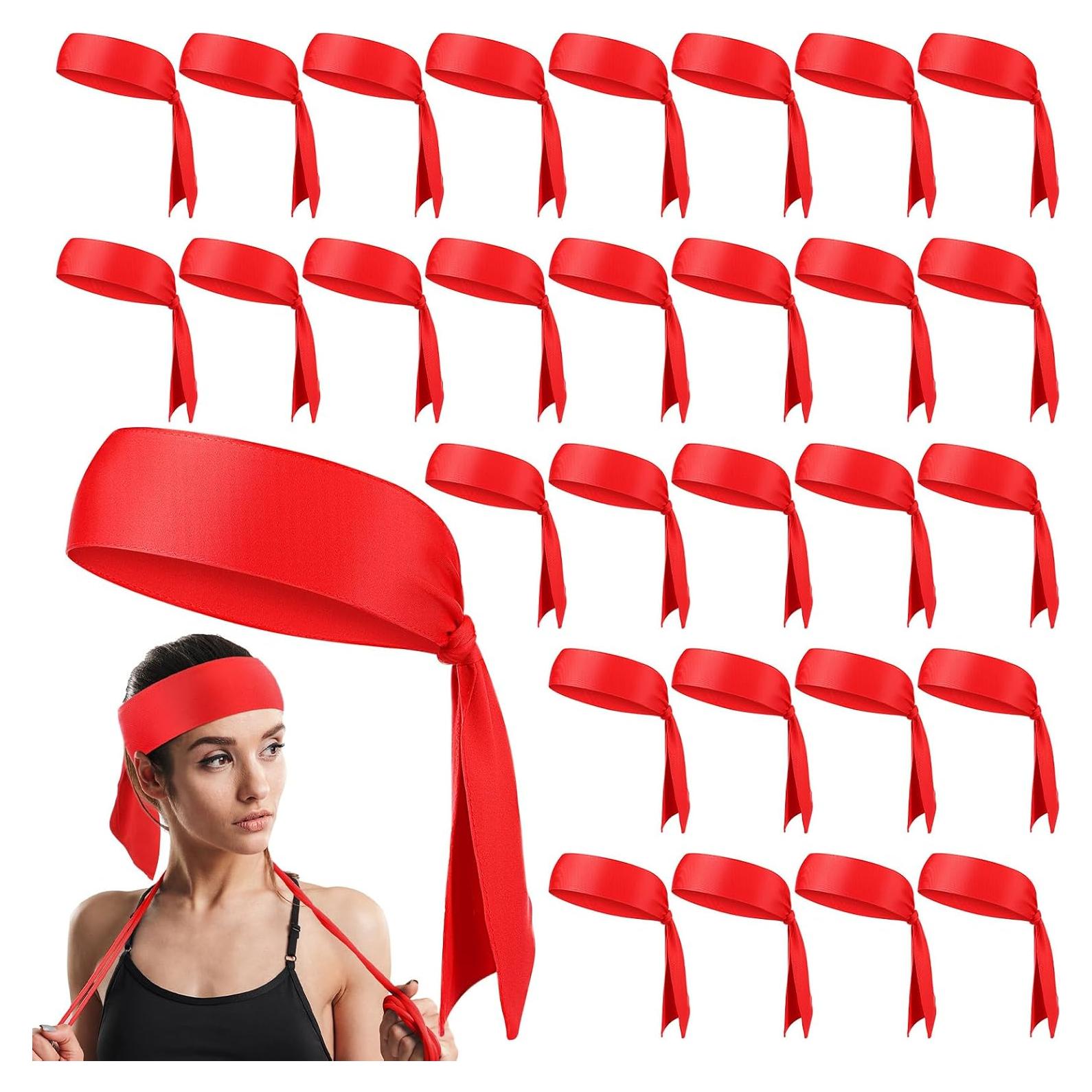 Paquete de 30 Diademas de Atar Hiboom - Rojo Ajustable