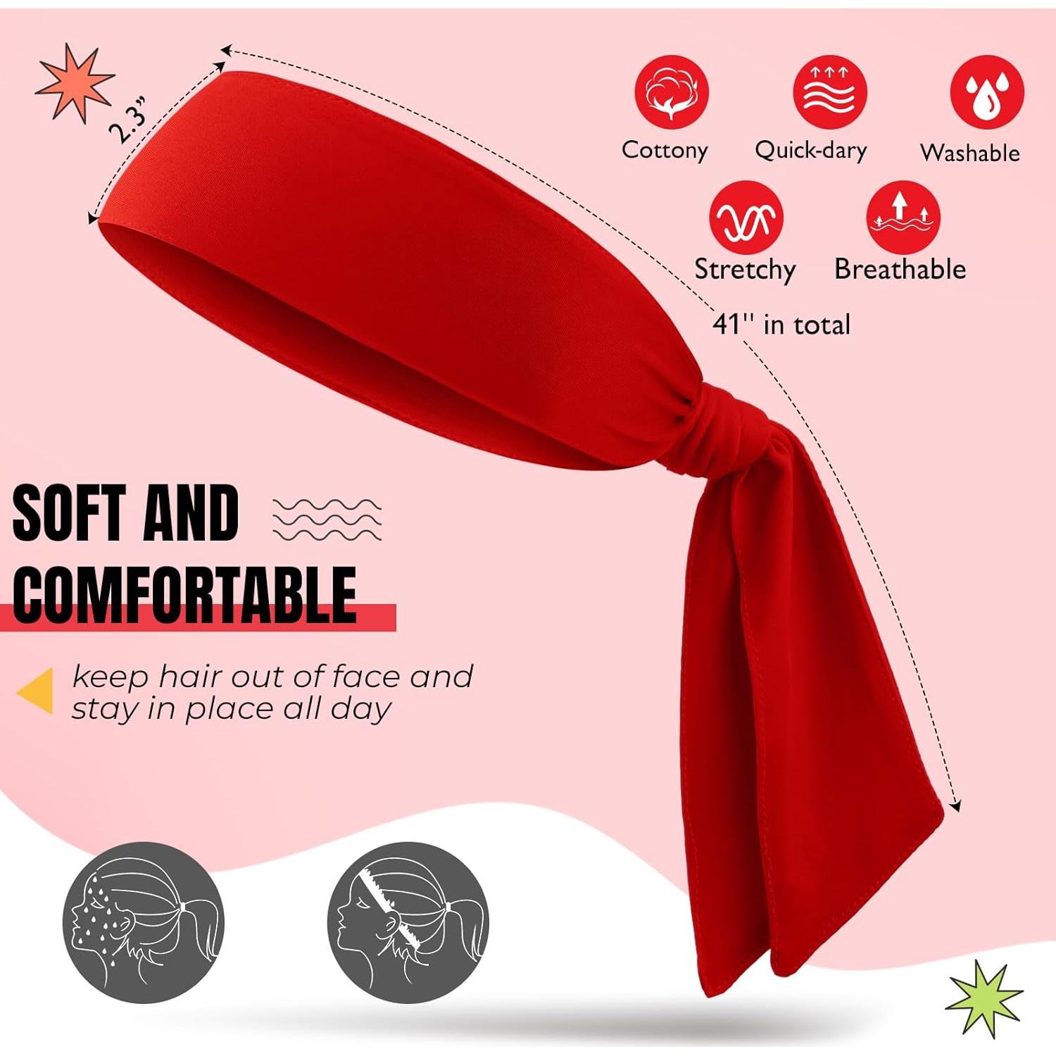 Paquete de 30 Diademas de Atar Hiboom - Rojo Ajustable