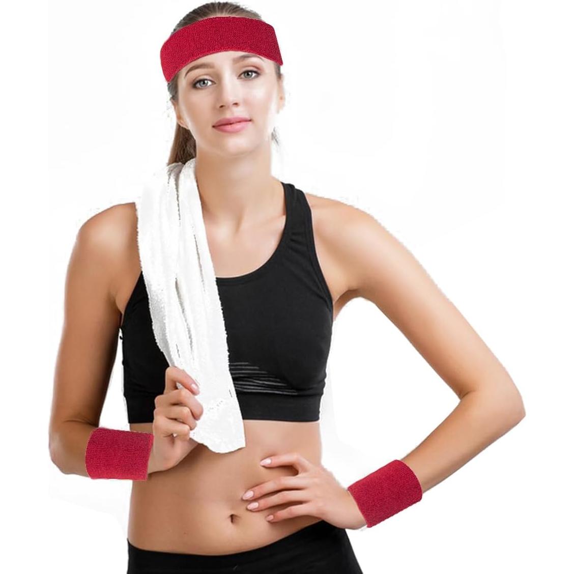 Conjunto 5 Piezas Banda Cabeza Muñequera y Calcetines Rayas