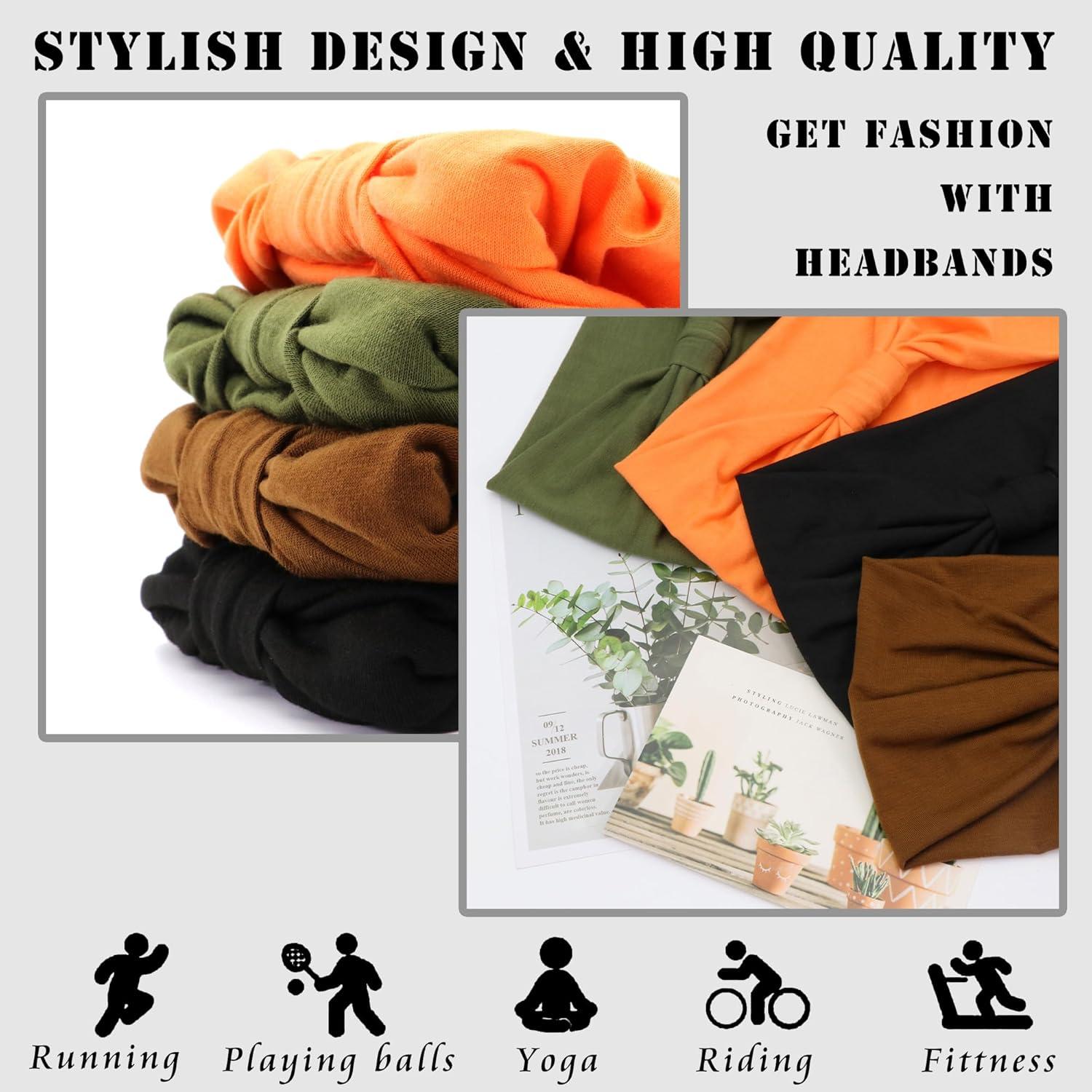 Diademas Elásticas FULZTEY para Mujeres - 4 Piezas Colores Sólidos