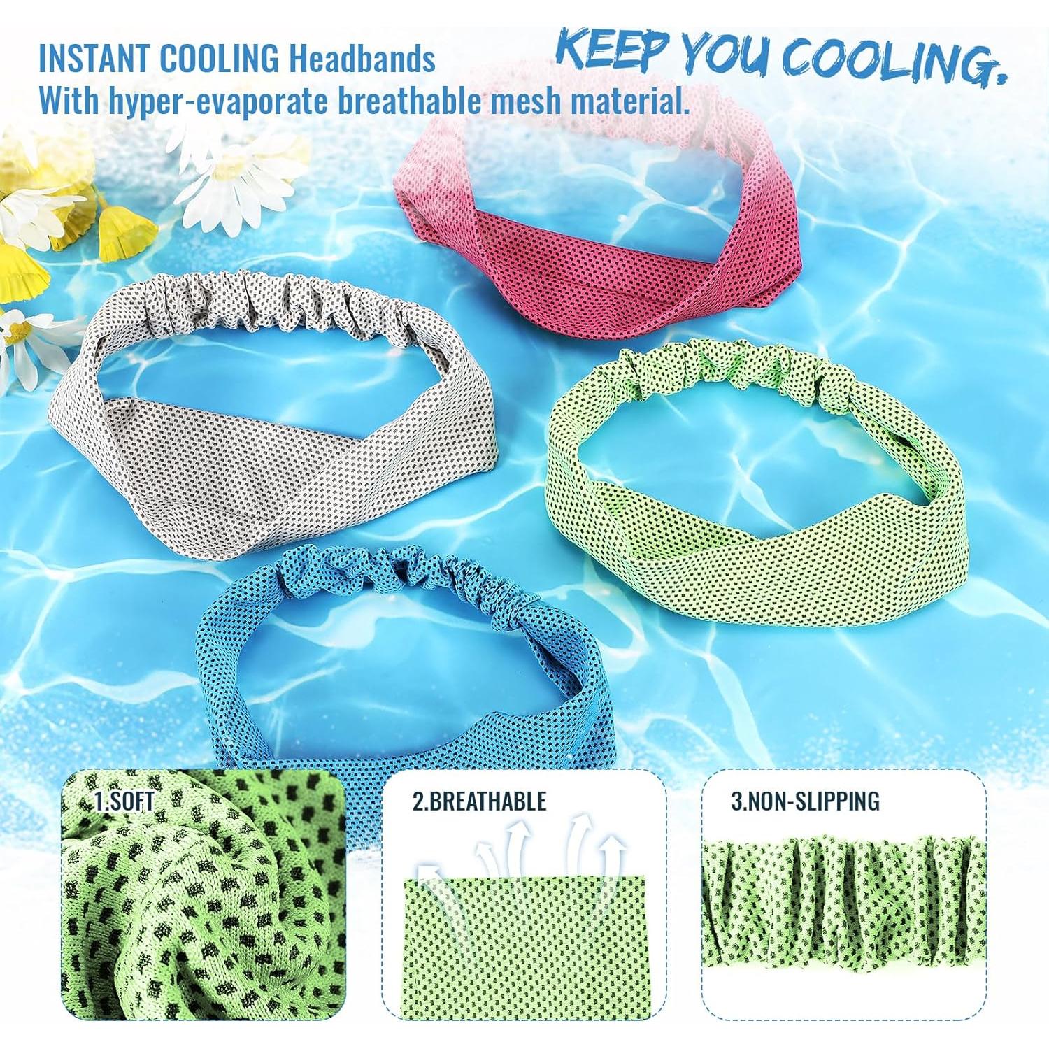 Diademas de Sudor Coume 4 Pcs Refrigerantes para Entrenamiento