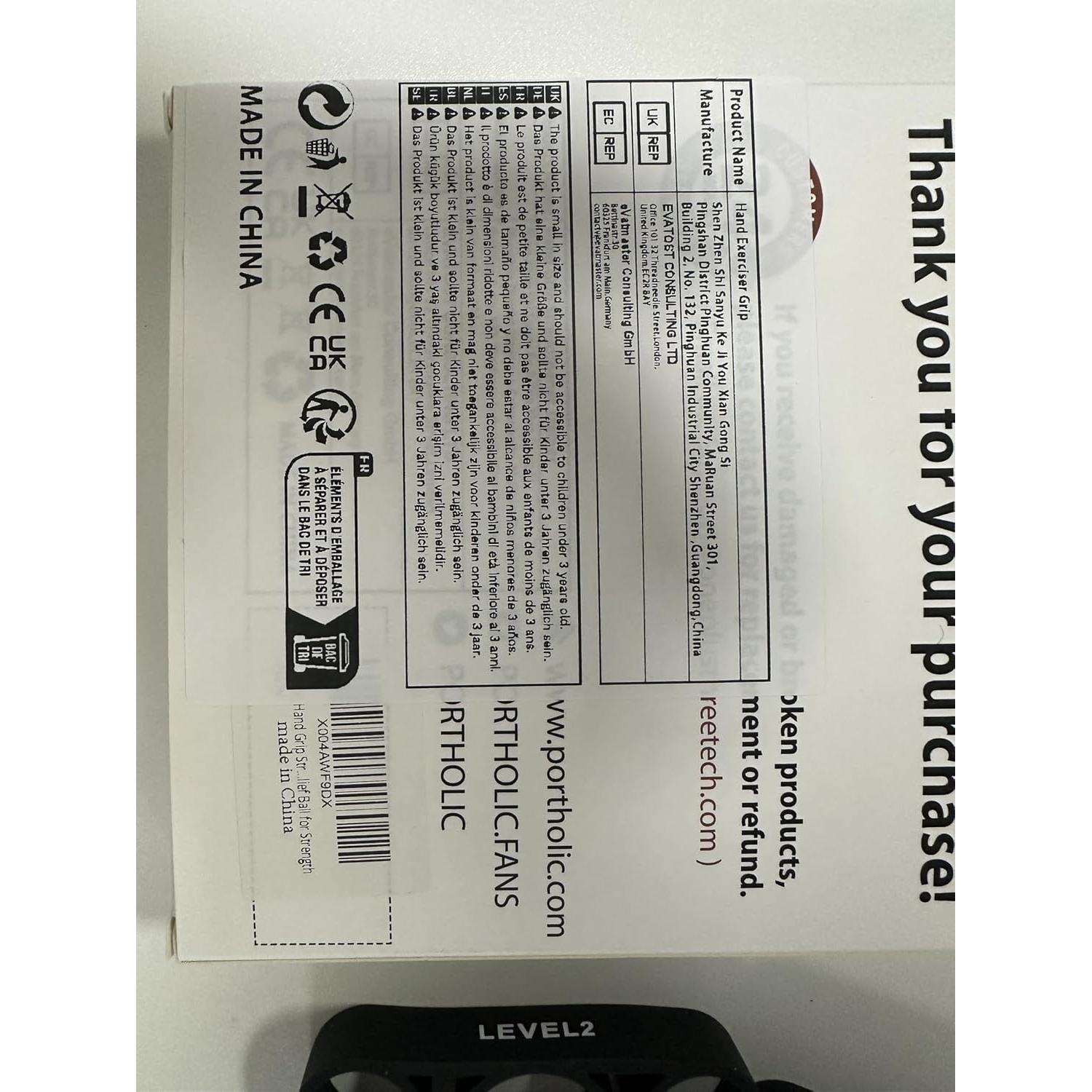 Ejercitador de Mano PORTHOLIC - Fortalecedor de Agarre 4 Niveles