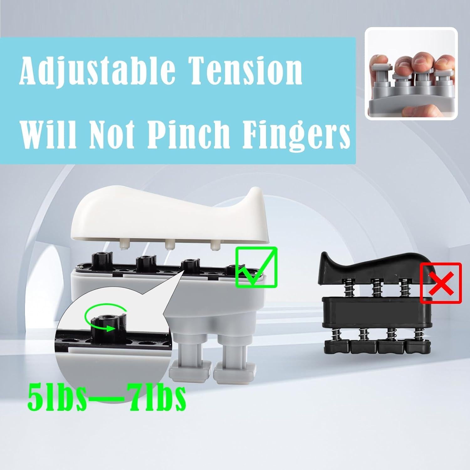 Ejercitador de Dedos JFGLORIX Ajustable para Fuerza de Agarre