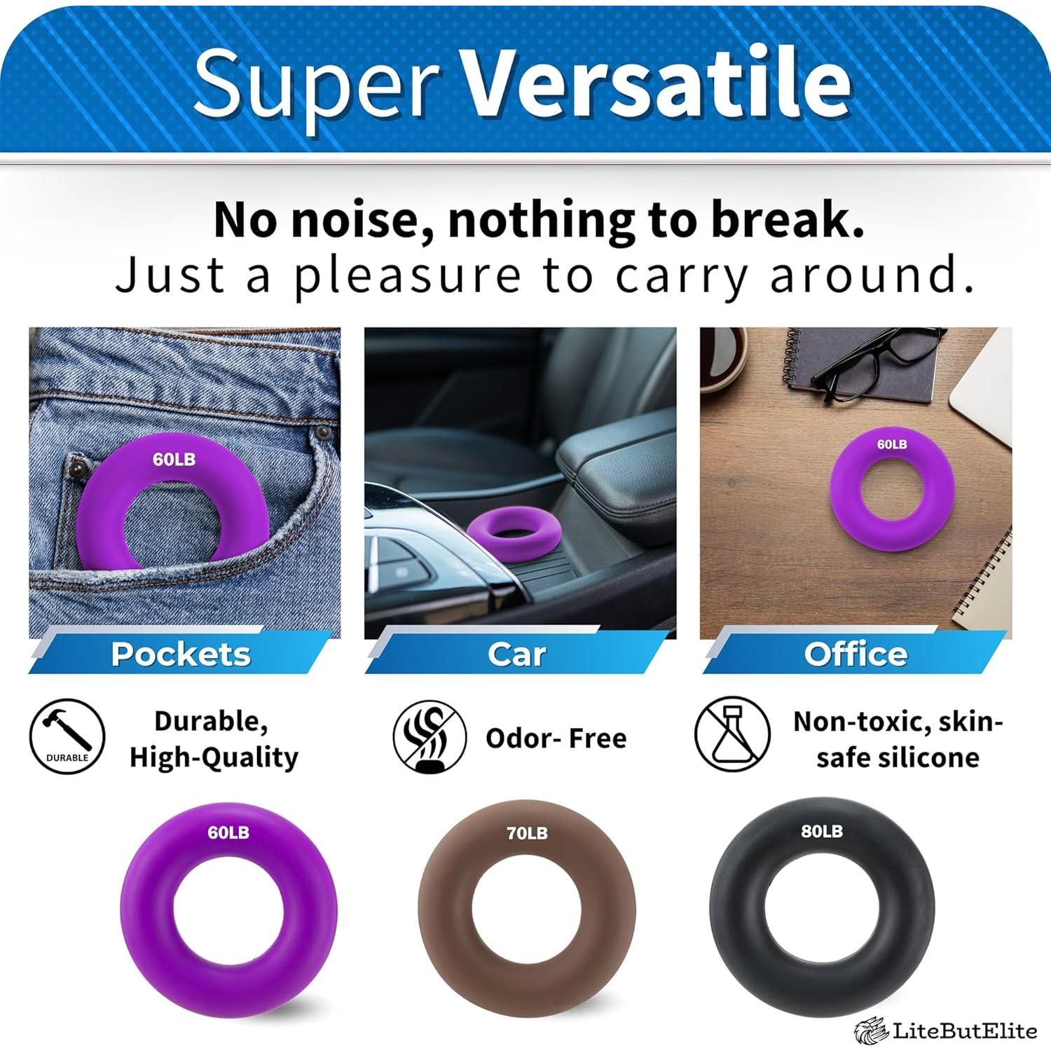 Kit de Entrenador de Fuerza de Agarre LiteButElite 3 en 1