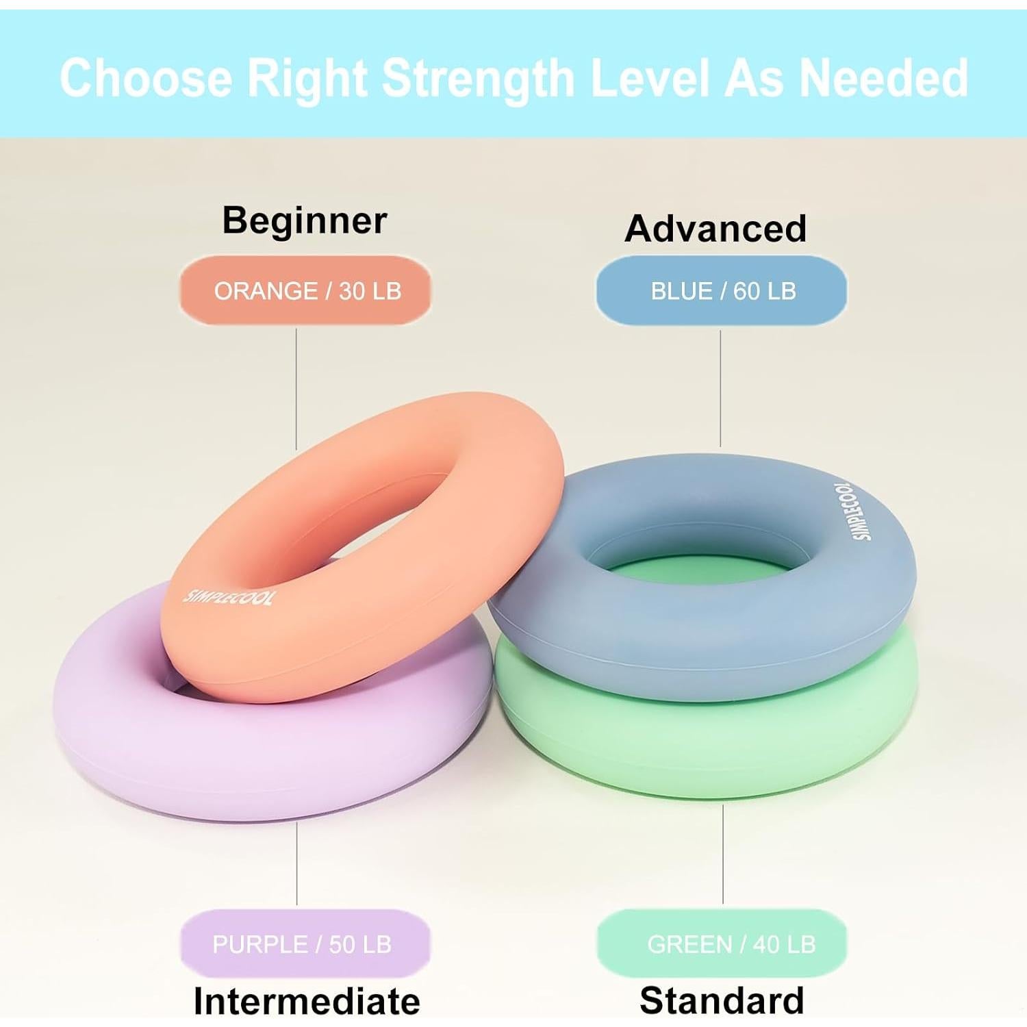 Entrenador de Fuerza de Agarre SIMPLECOOL 60lb Silicona Azul