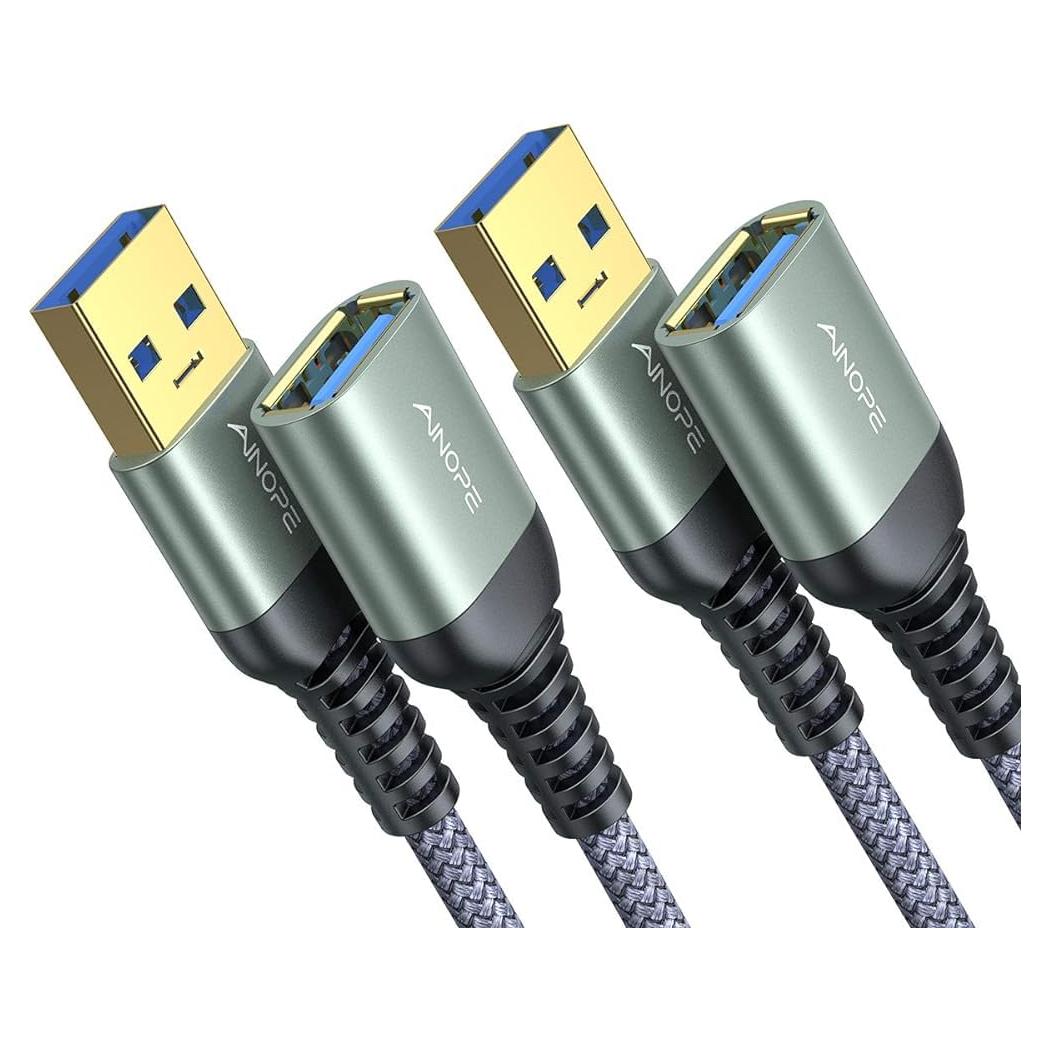Cable de Extensión USB 3.0 AINOPE 1.5m Gris - 2 Pack